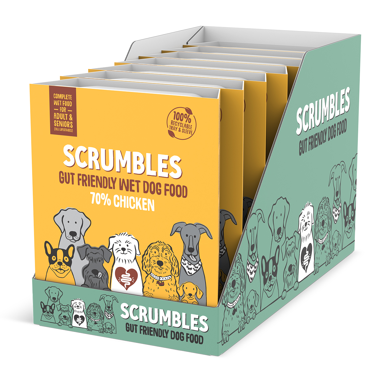 Scrumbles Complete Grain Free Wet Dog Food Chicken 7X395G Trays
