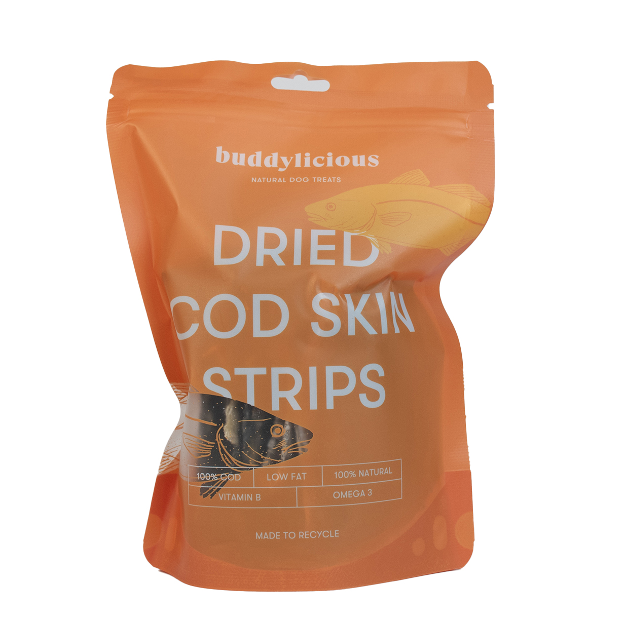 Buddylicious Dried Cod Skin Strips Dog Treats