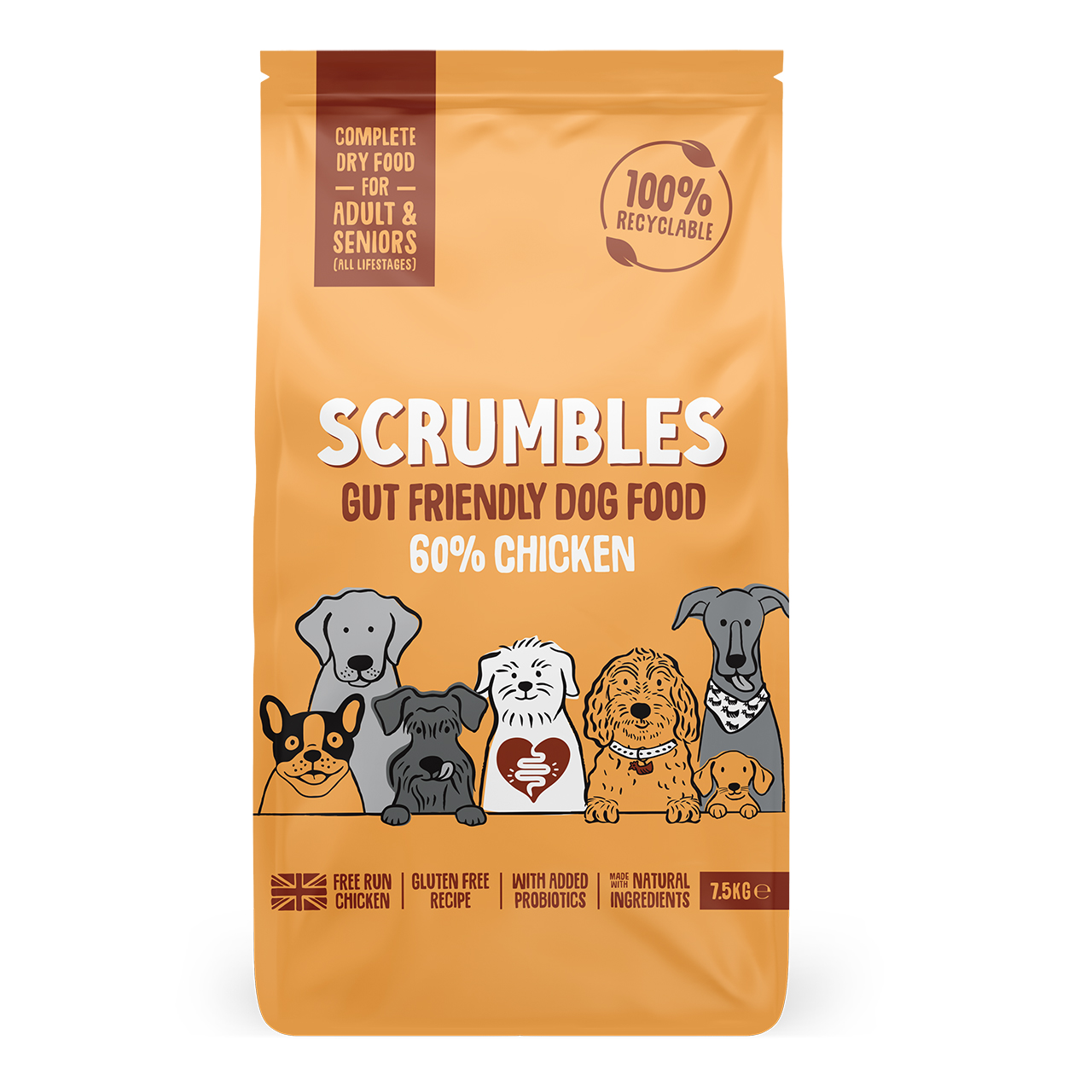 Scrumbles Chicken Complete Dry Adult Dog Food 7.5kg