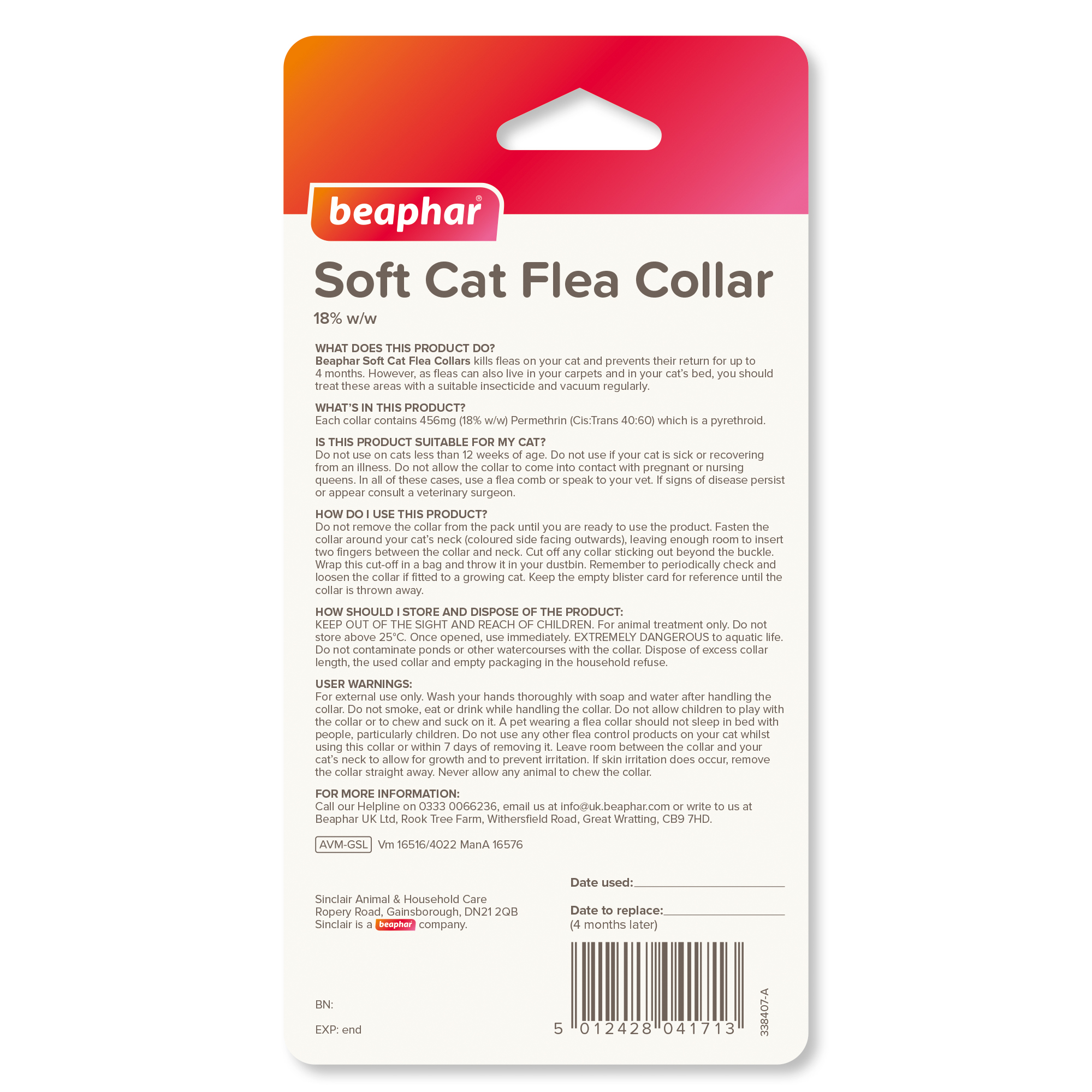 Beaphar Flea Collar Soft Velvet For Cats Pets