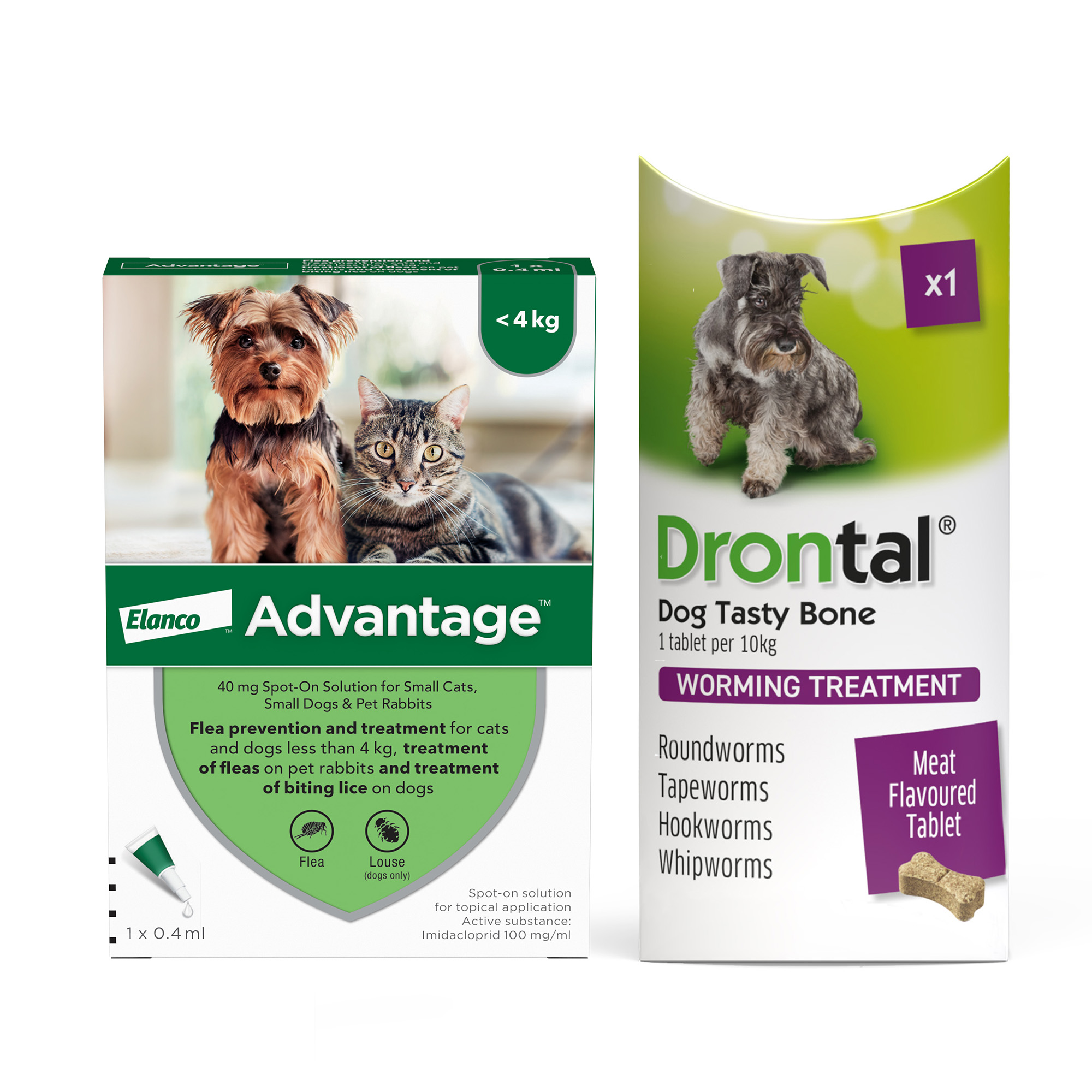 Advantage Spot-On Flea With Drontal Worming Treatment For Dogs 2 - 3.99Kg (Monthly Subscription Service)
