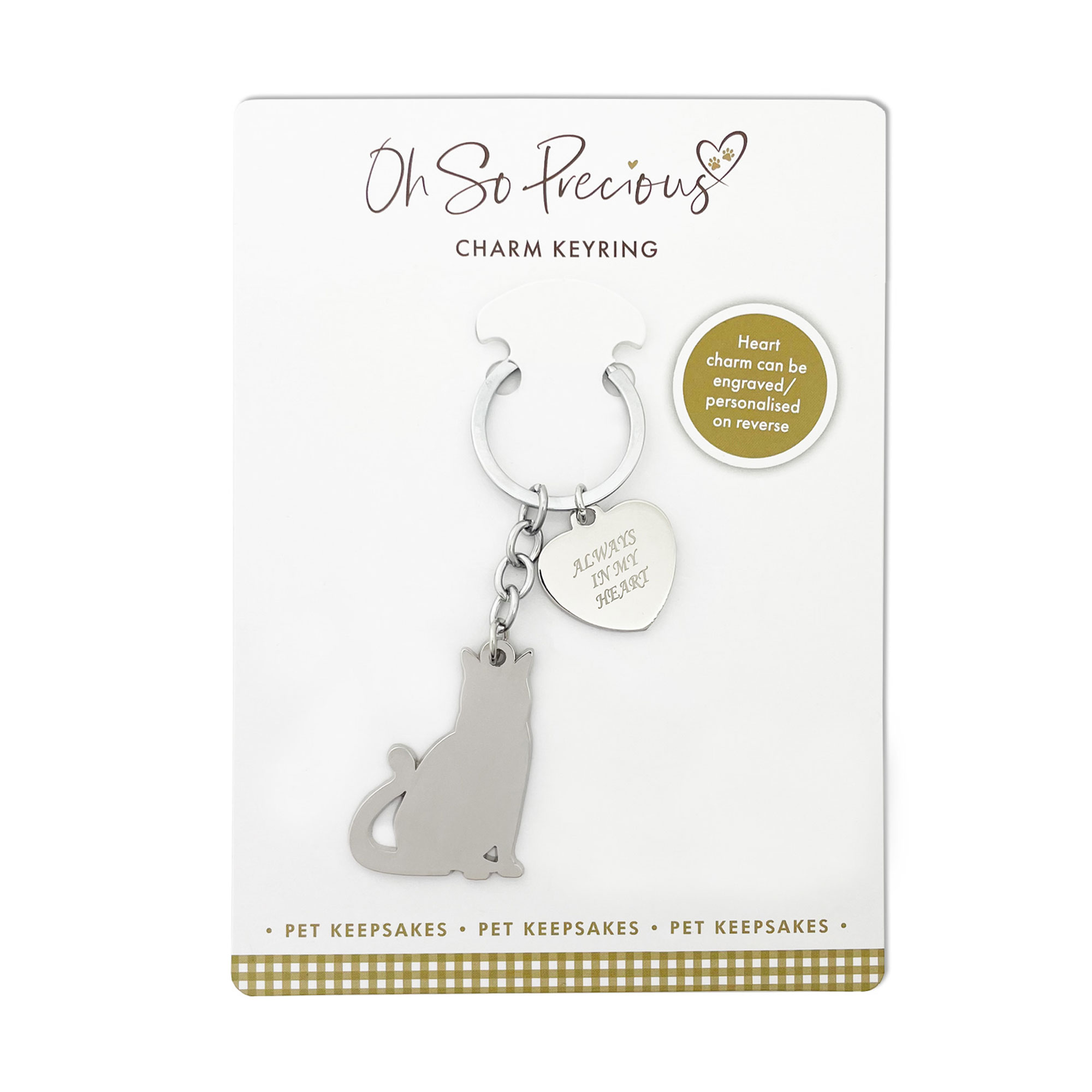 Oh So Precious Always In My Heart Charm Cat Memorial Keyring