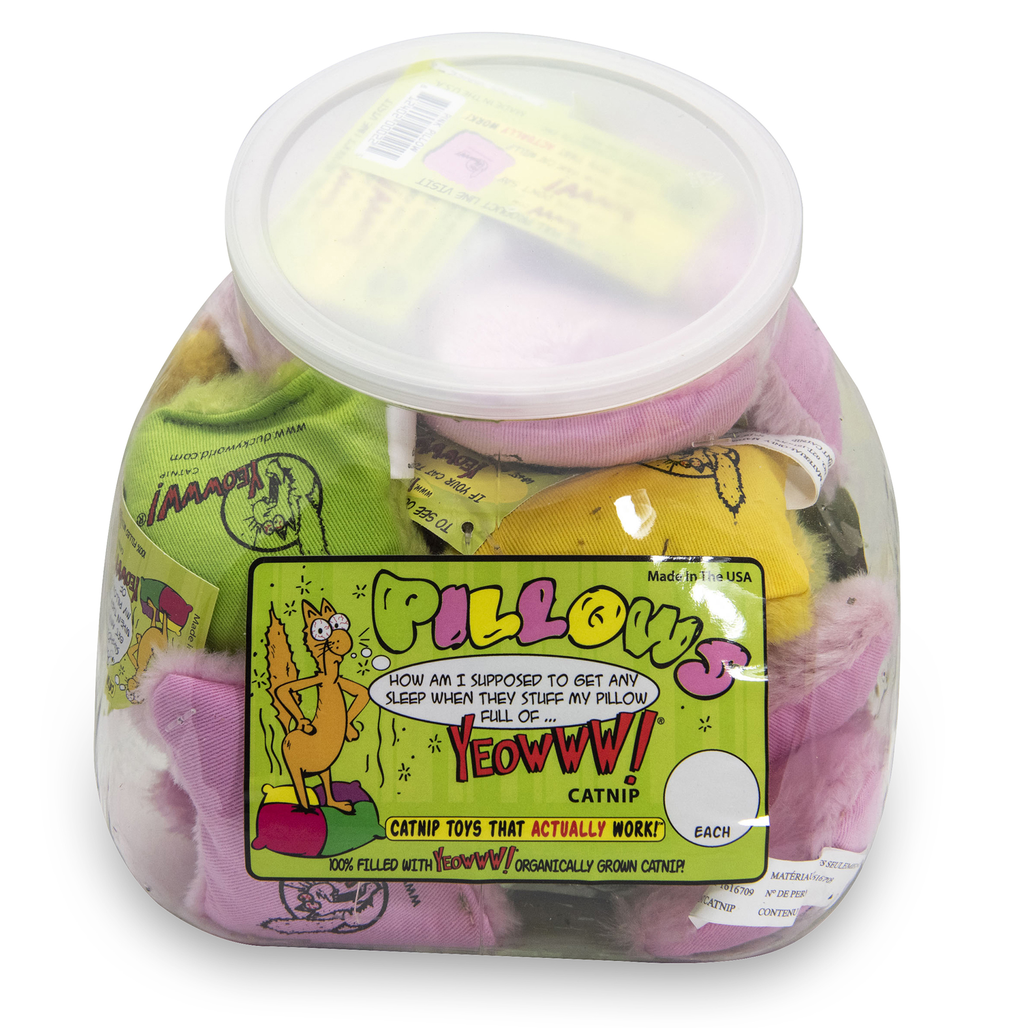 Yeowww! Catnip Pillows Cat Toys Bulk Pack Jar of 24