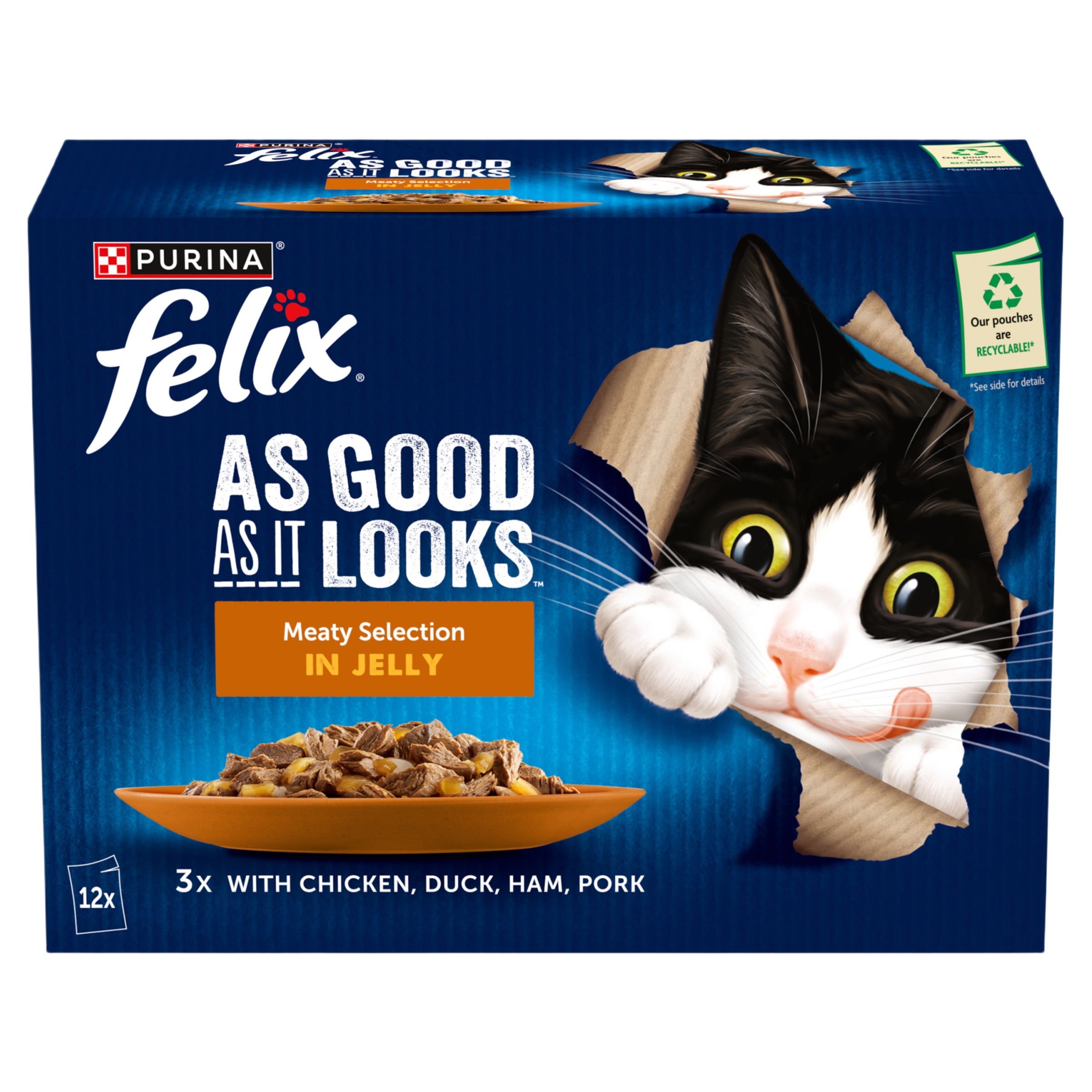 Felix As Good As It Looks Adult Wet Cat Food Meaty Selection In Jelly 12X85G