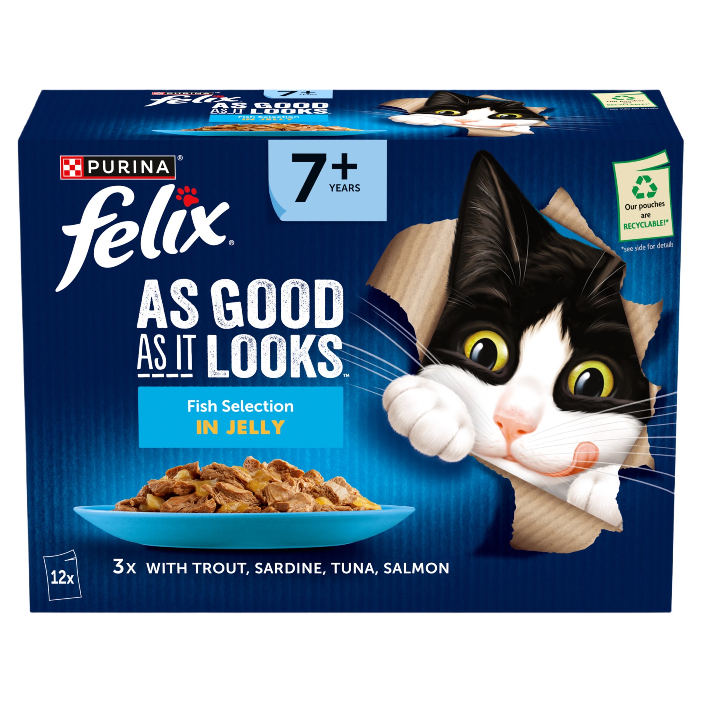 Felix As Good As It Looks Senior Wet Cat Food Fish In Jelly 12X85G