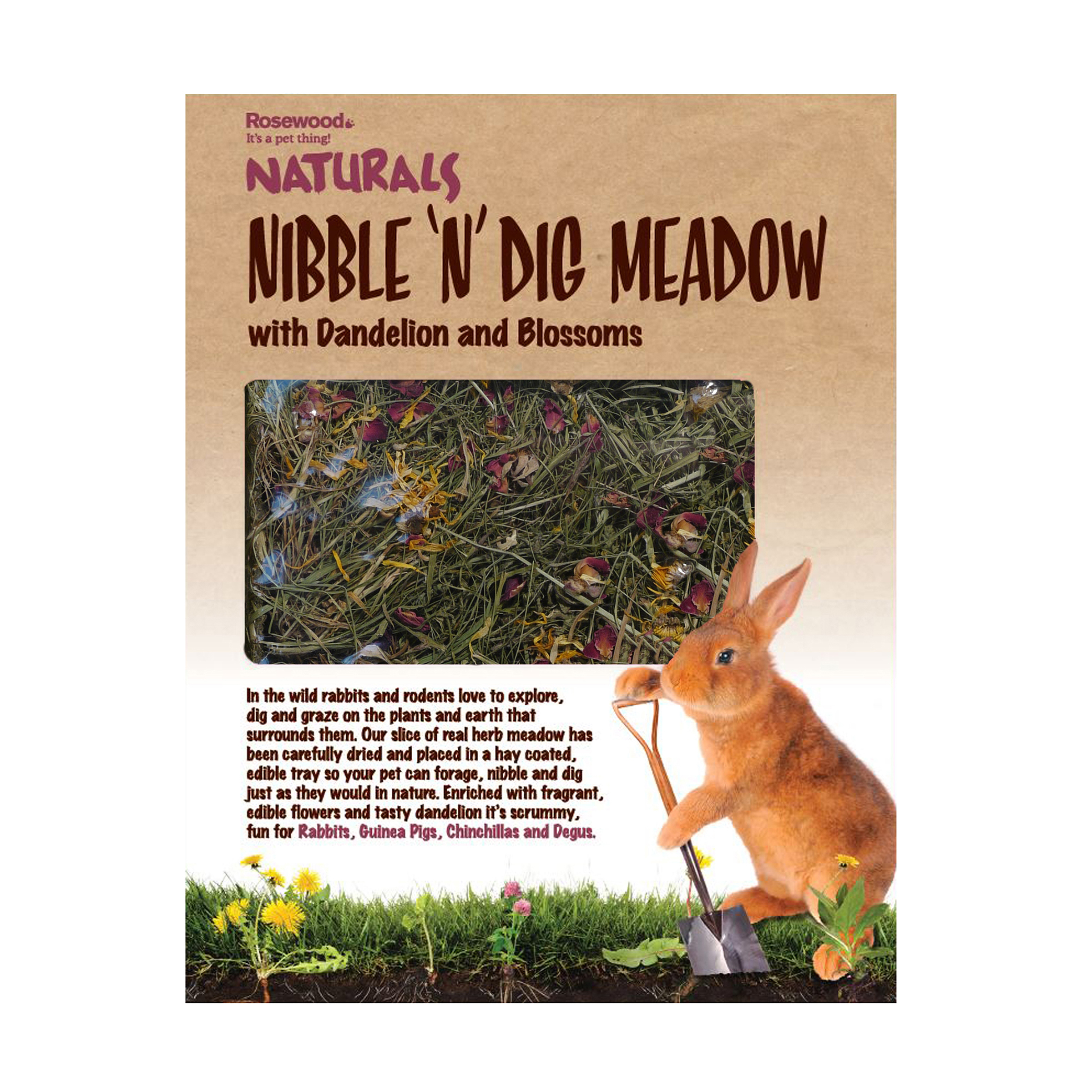 Rosewood Naturals Nibble 'n' Dig Meadow Small Animal Forage Treat