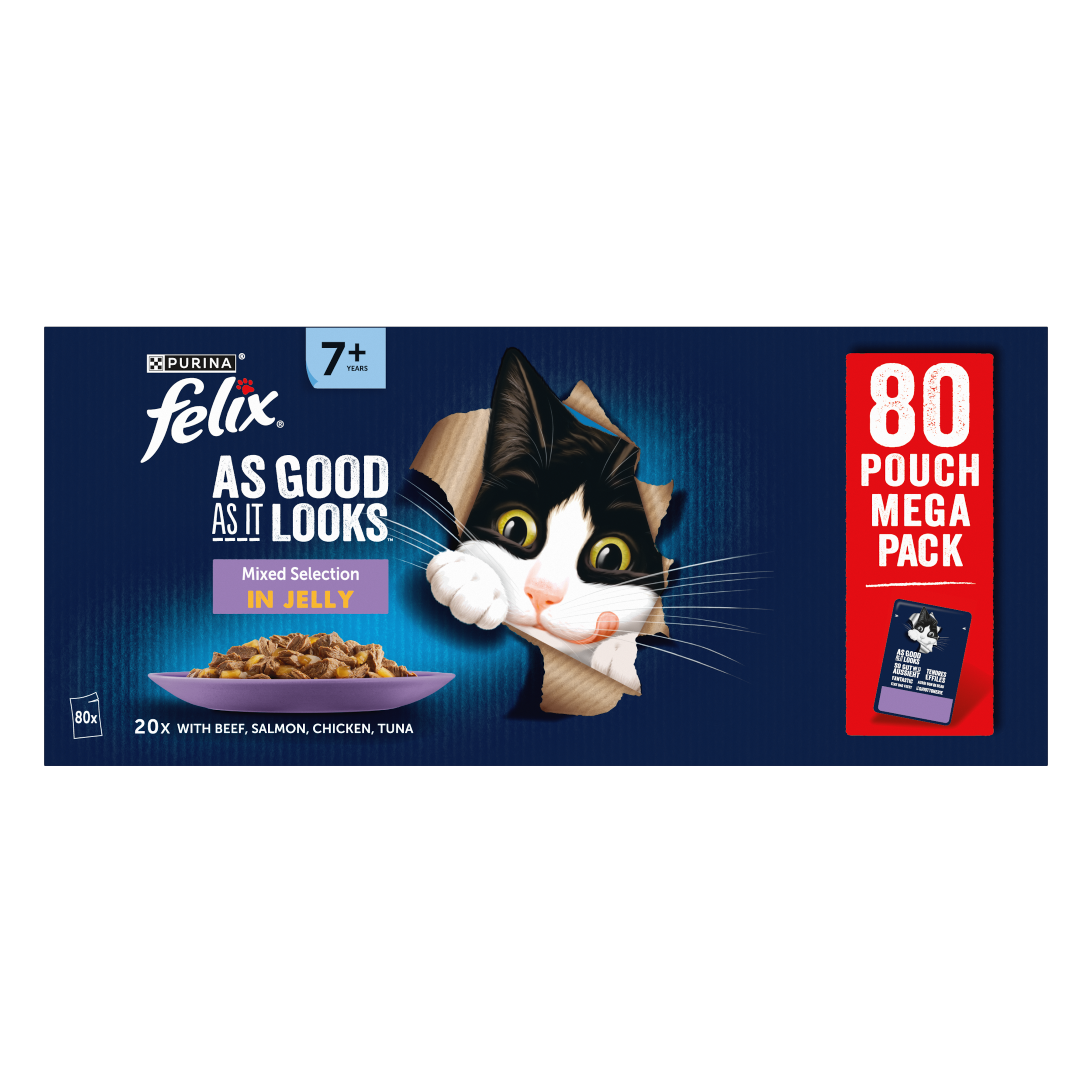 Felix As Good As it Looks Senior 7+ Wet Cat Food Meat in Jelly 80x85g