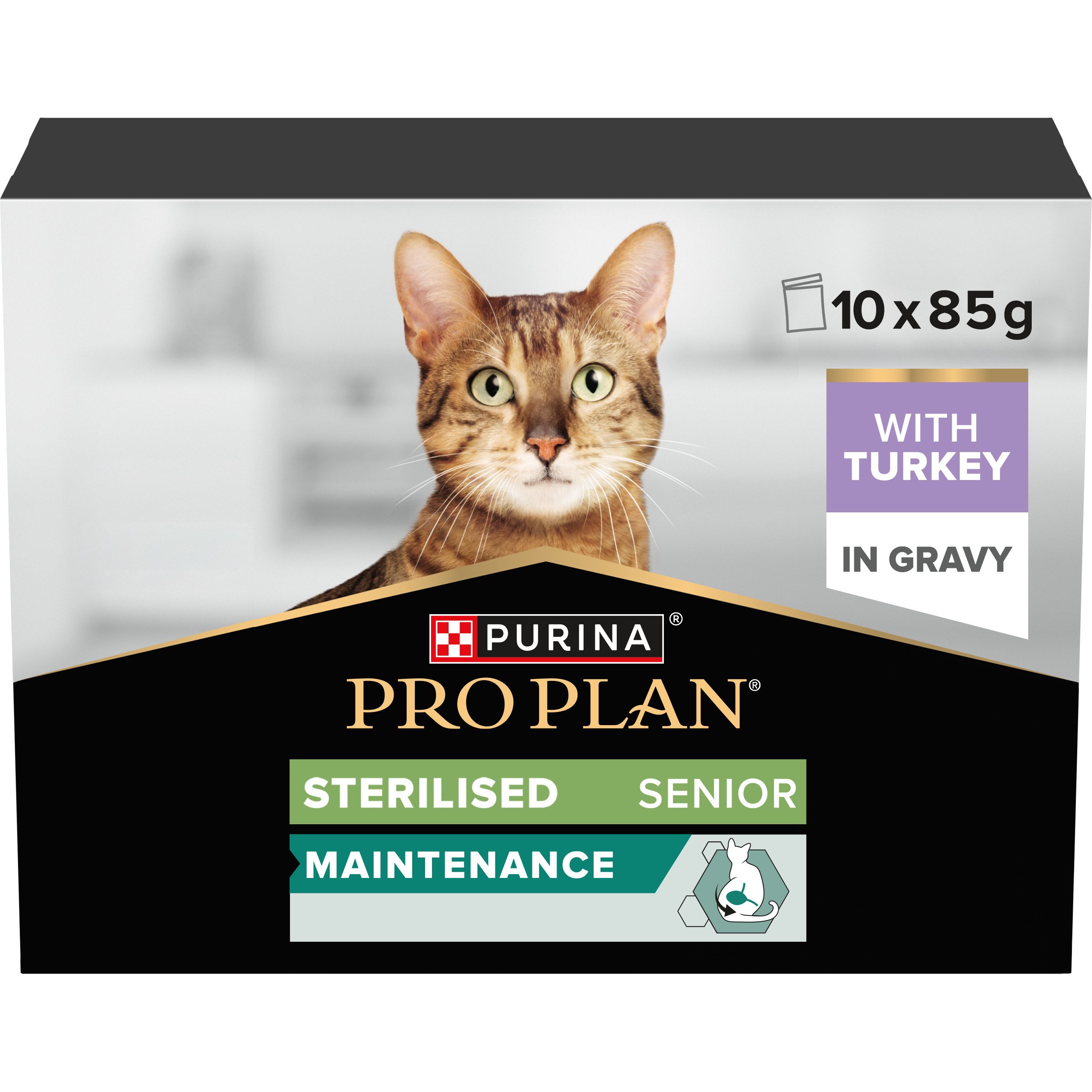 PRO PLAN Senior 7+ Sterilised Turkey in Gravy Wet Cat Food 10x85g