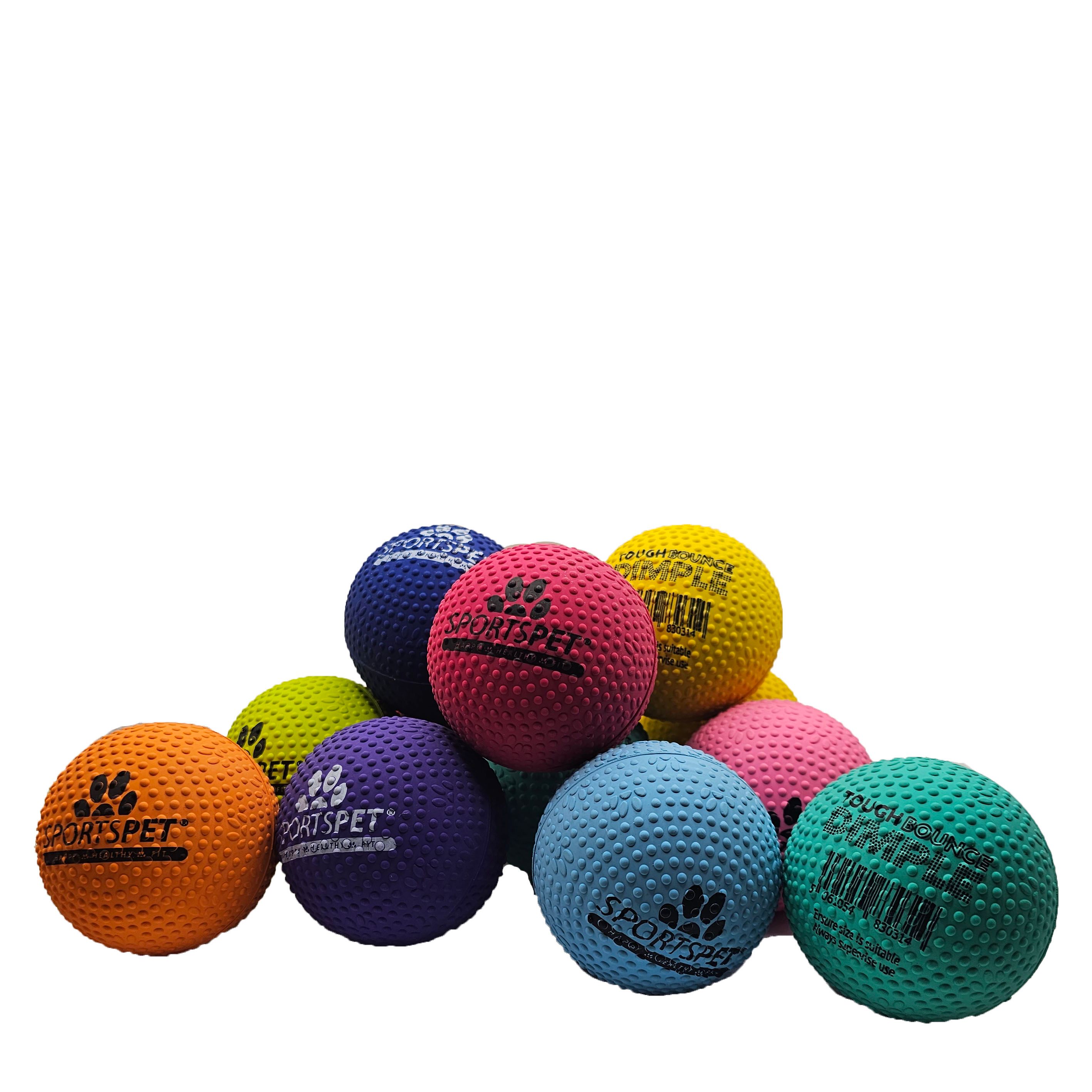 SportsPet Tough Bounce Dimple Natural Rubber Ball Single Dog Toy