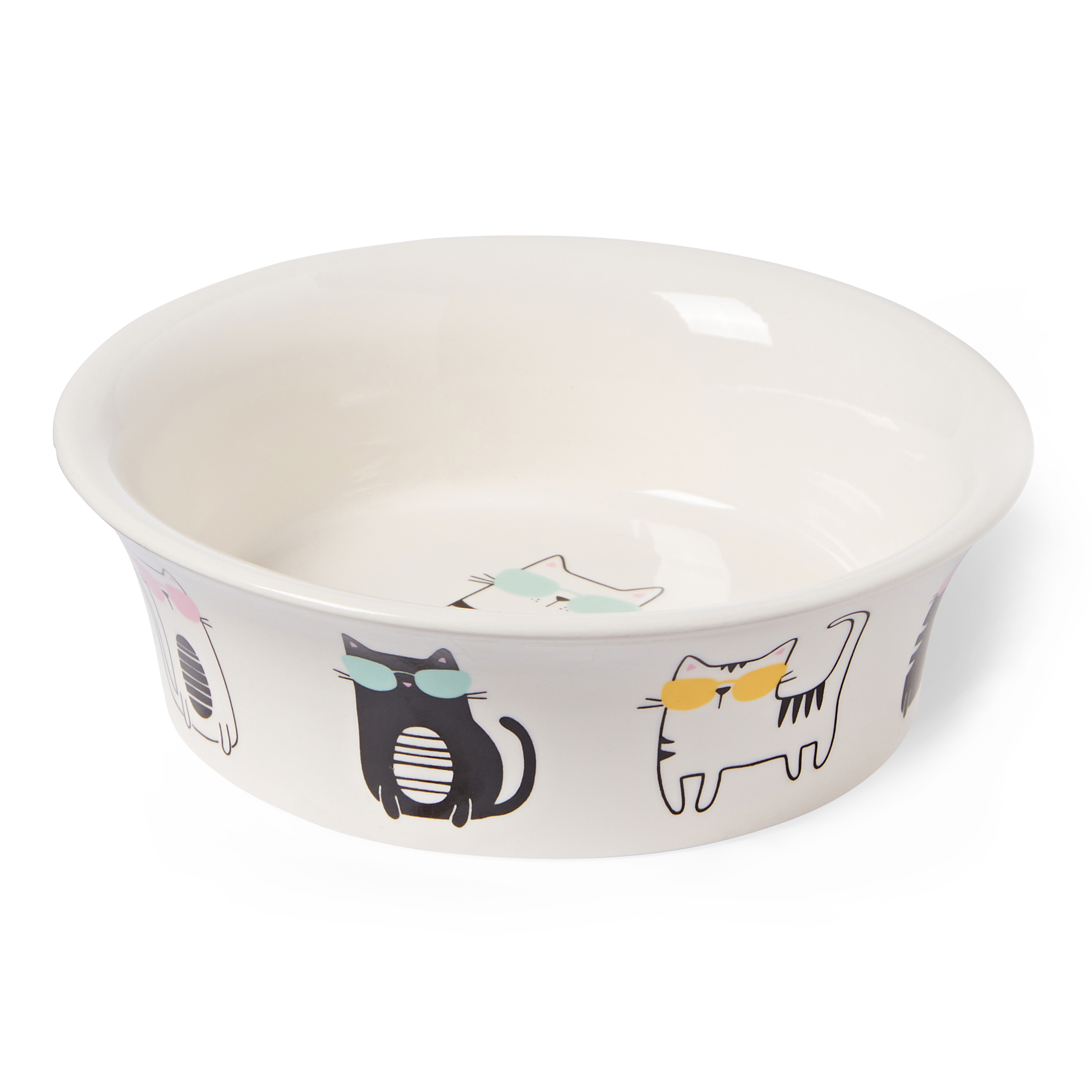 Pets at Home Cartoon Cat Bowl White