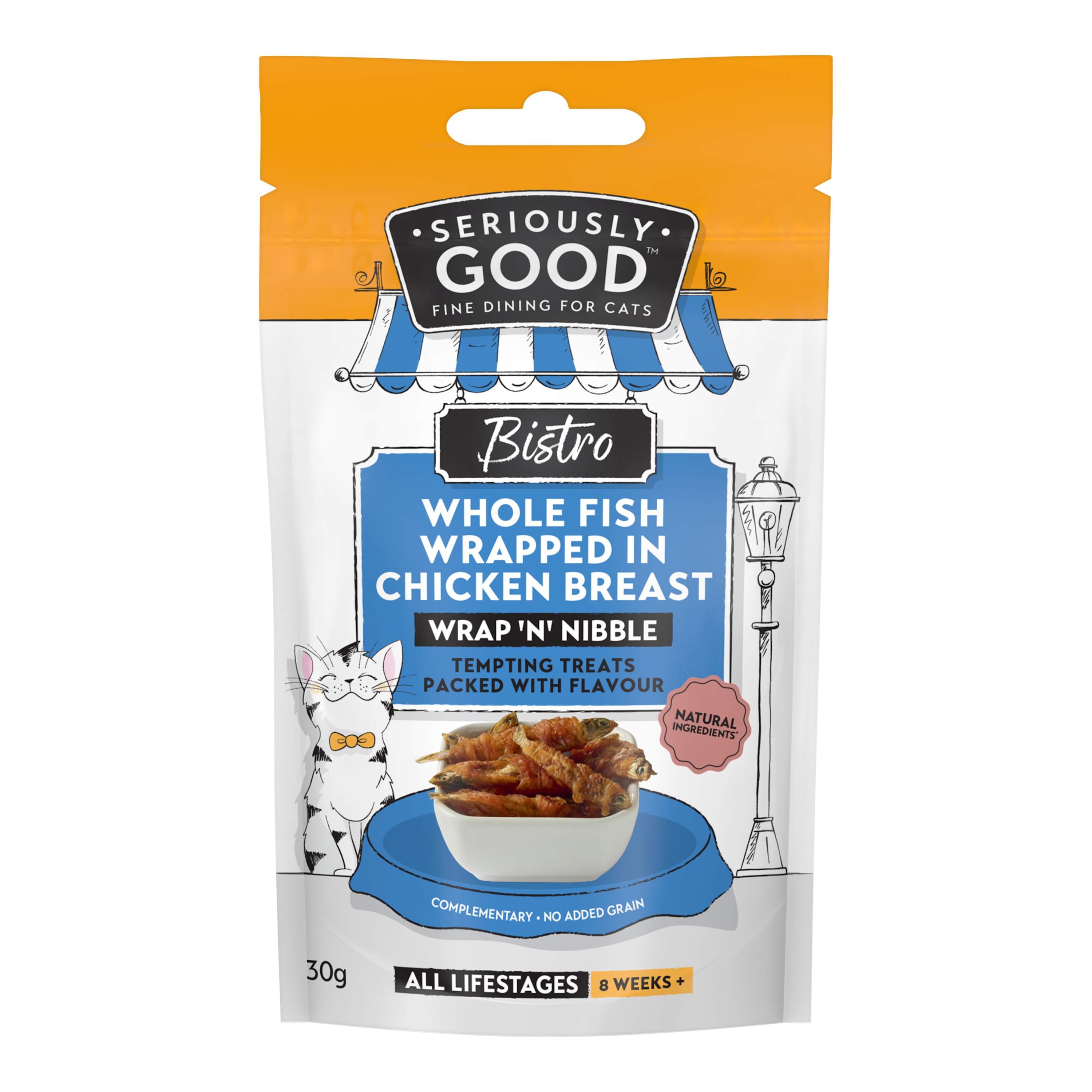 Seriously Good Wrap 'N' Nibble Cat Treats with Fish & Chicken