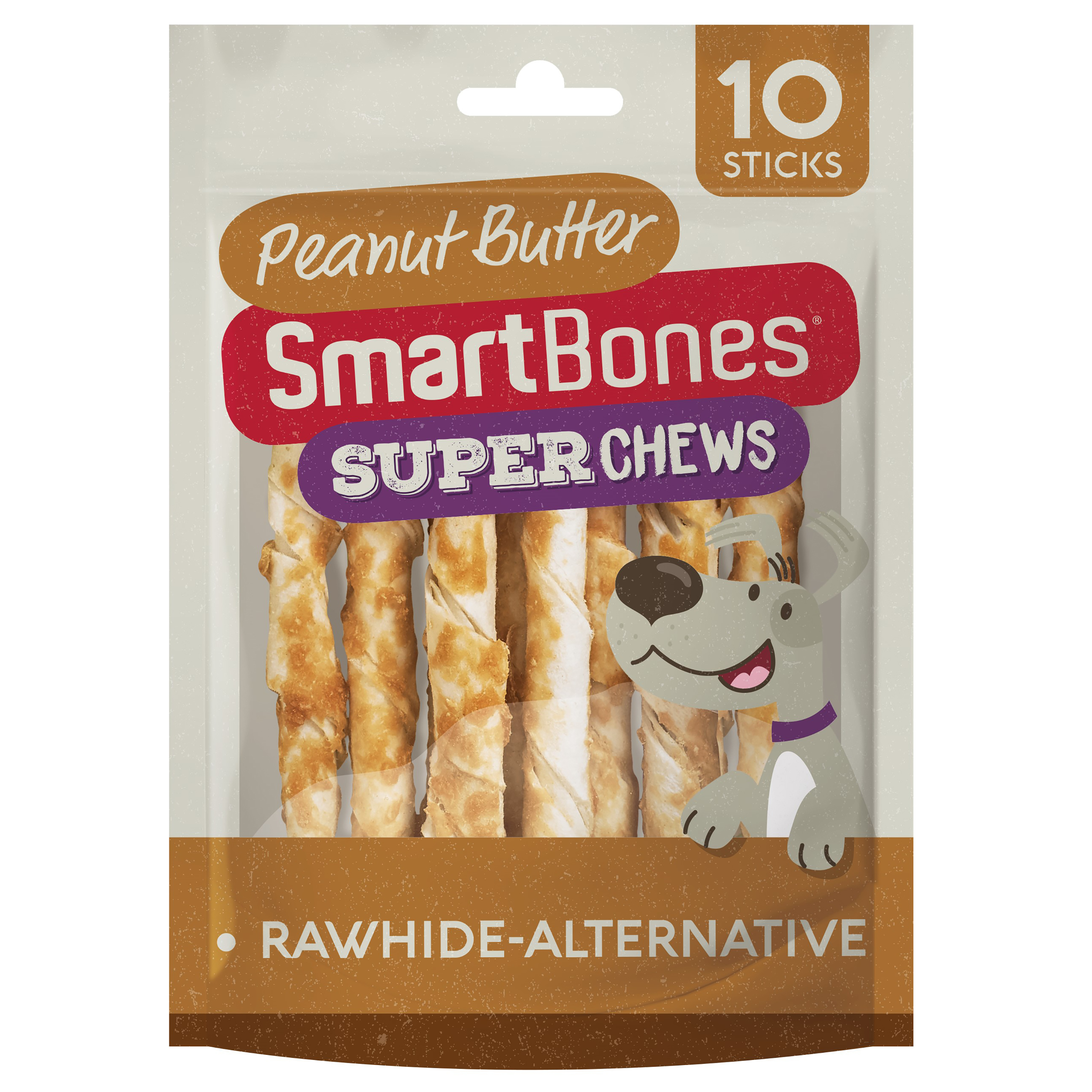 Smartbones Super Chews Rawhide Alternative Peanut Butter Sticks Dog Treats 60G 10 Pack