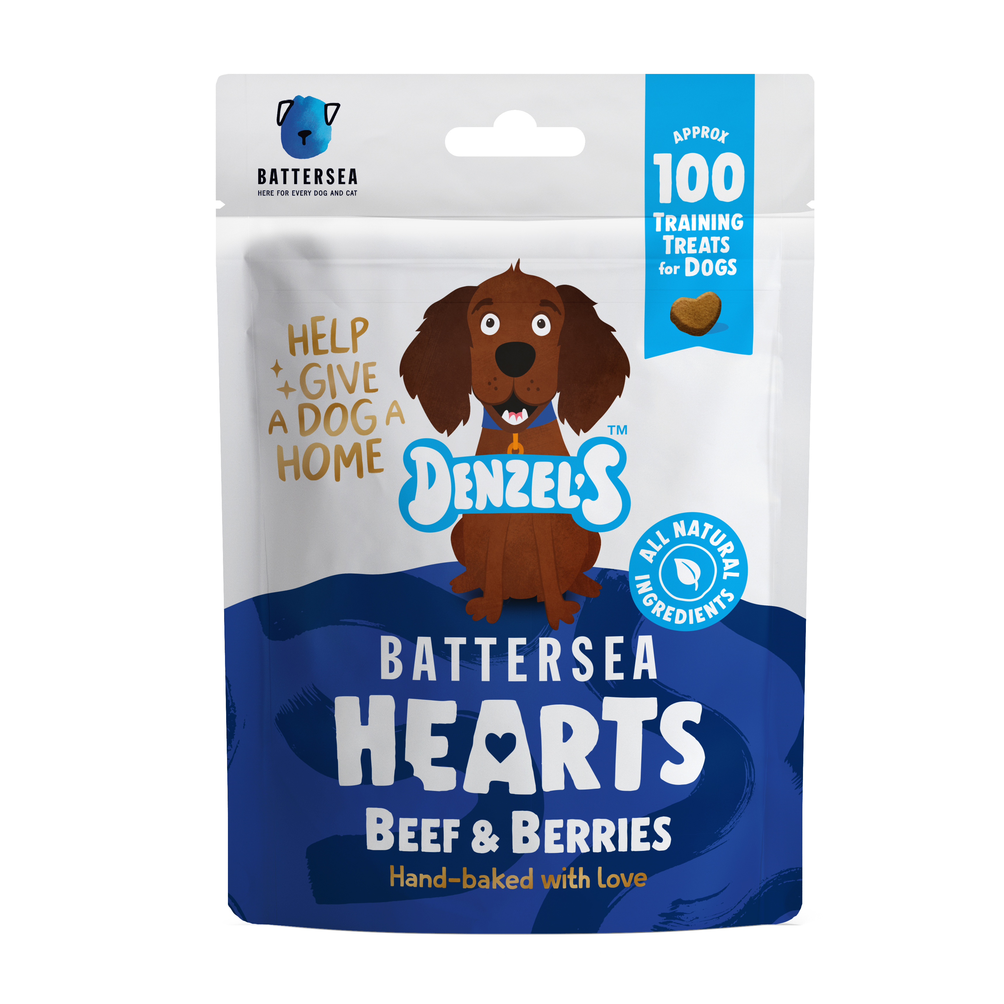 Denzel's Battersea Hearts Beef & Berries Dog Treats