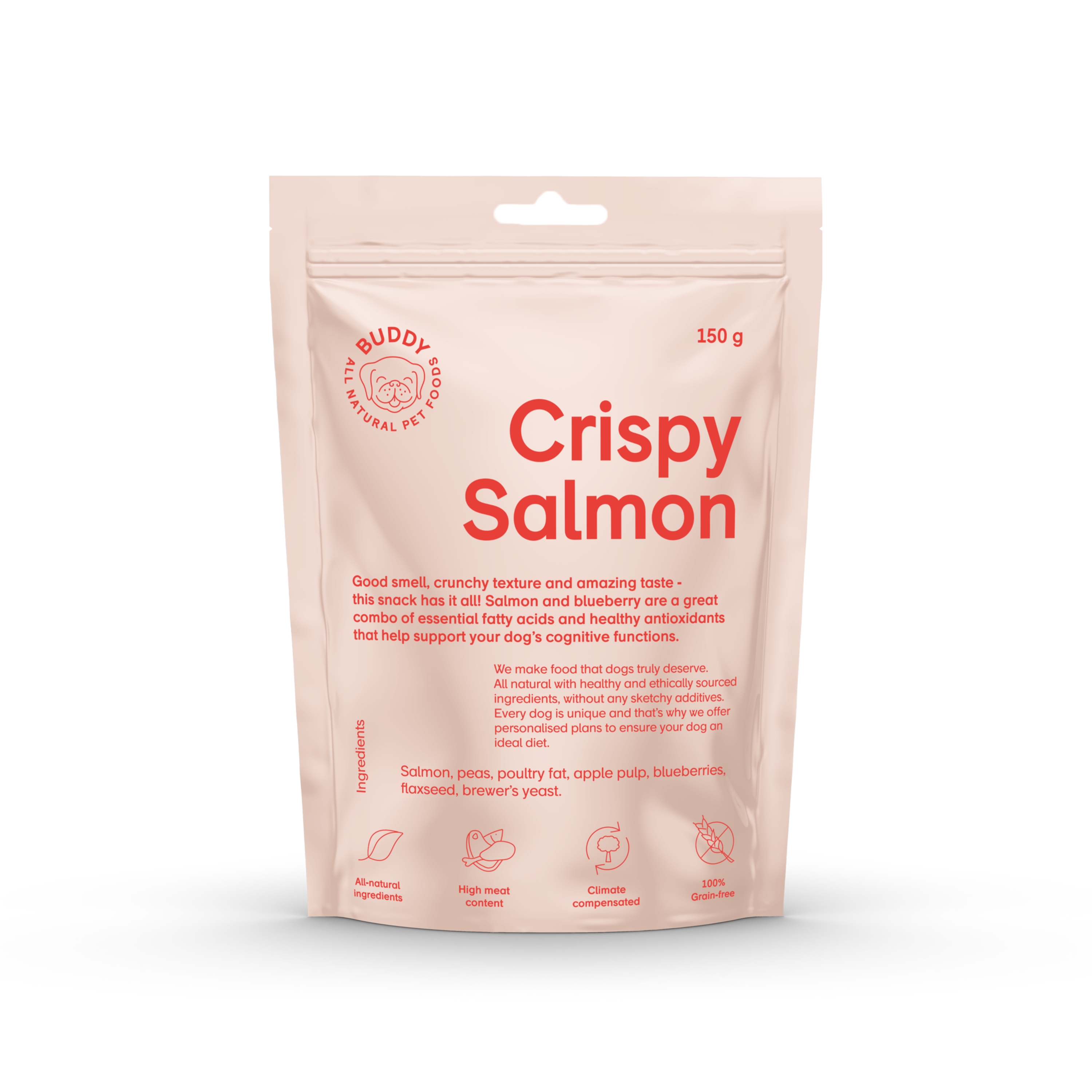 Buddy Crispy Salmon Snacks Dog Treats 150G