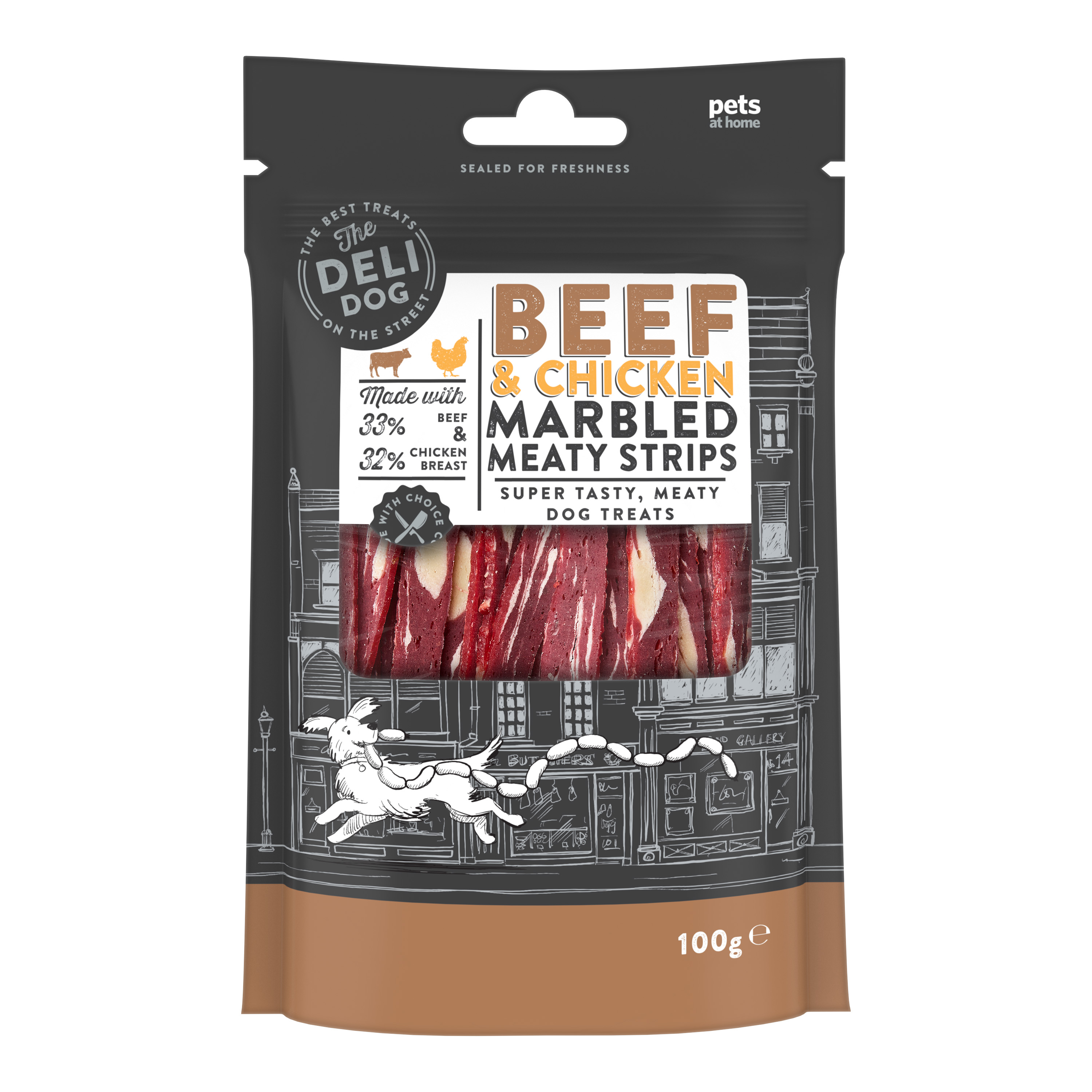 The Deli Dog Beef & Chicken Marbled Meaty Strips Dog Treats
