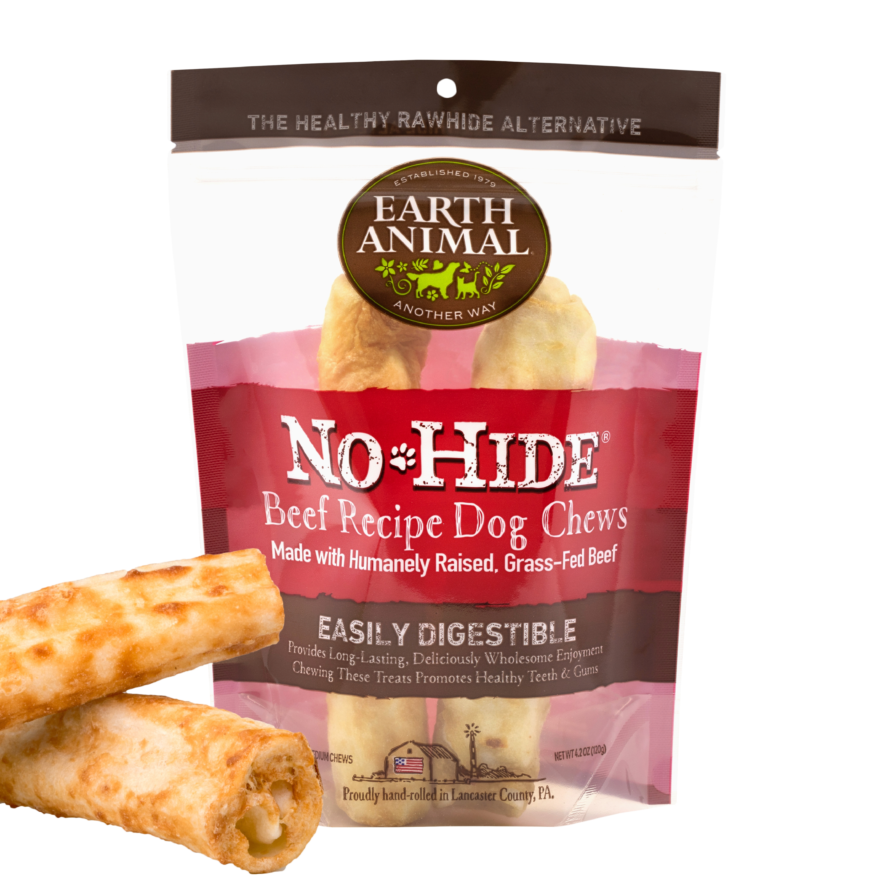 Earth Animal No-Hide Dog Treat Chews Beef Medium X2 120G