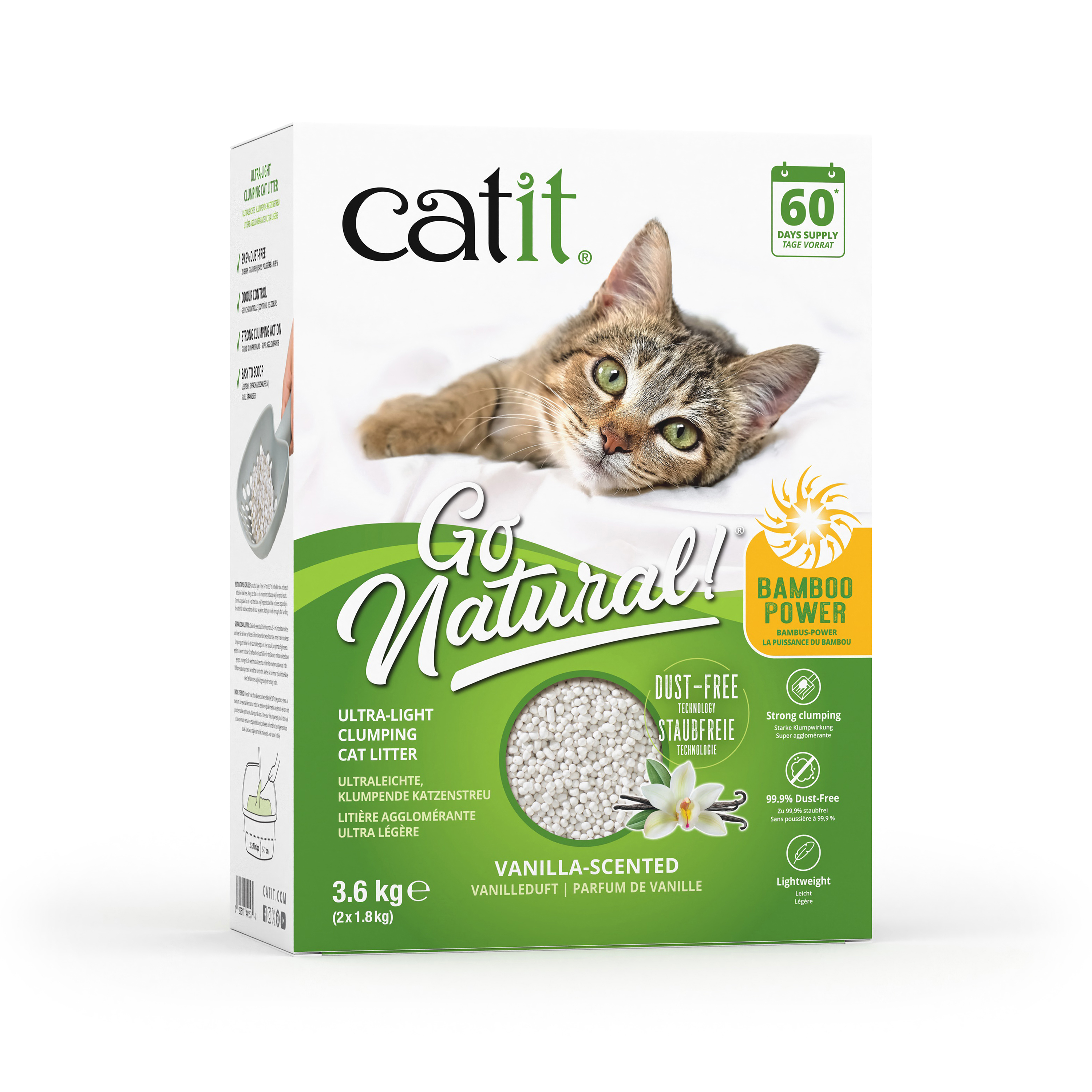 Catit Go Natural Ultra-Light Bamboo Clumping Vanilla Scented Cat Litter 3.6Kg