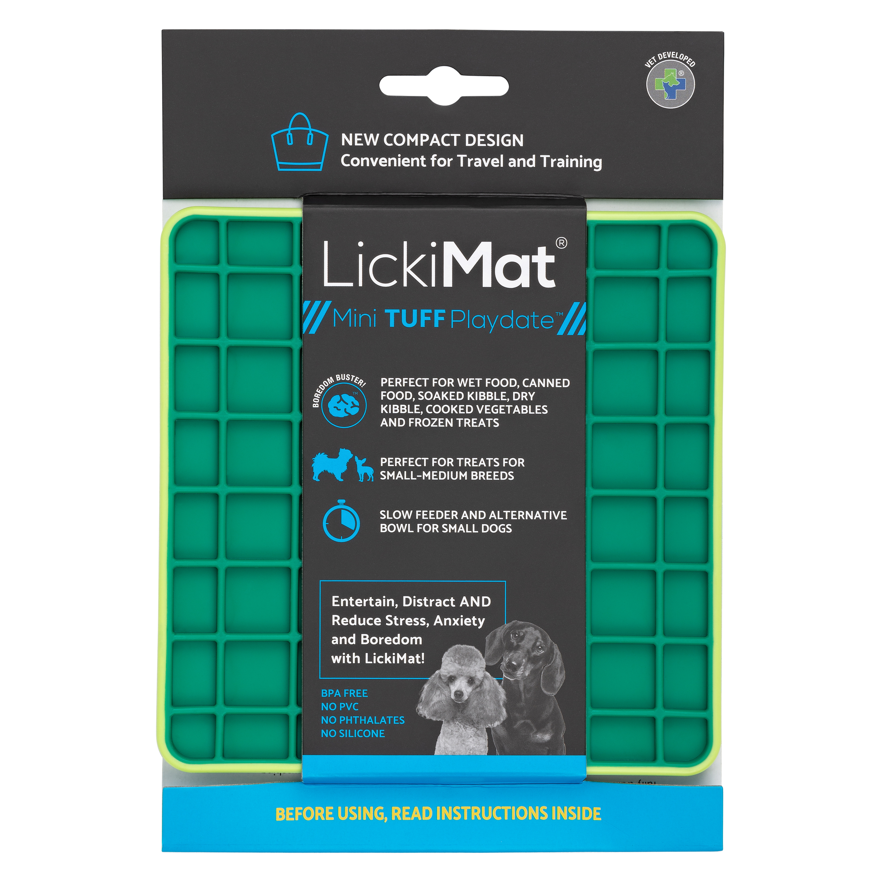 LickiMat Mini Tuff Playdate Slow Feeder Green