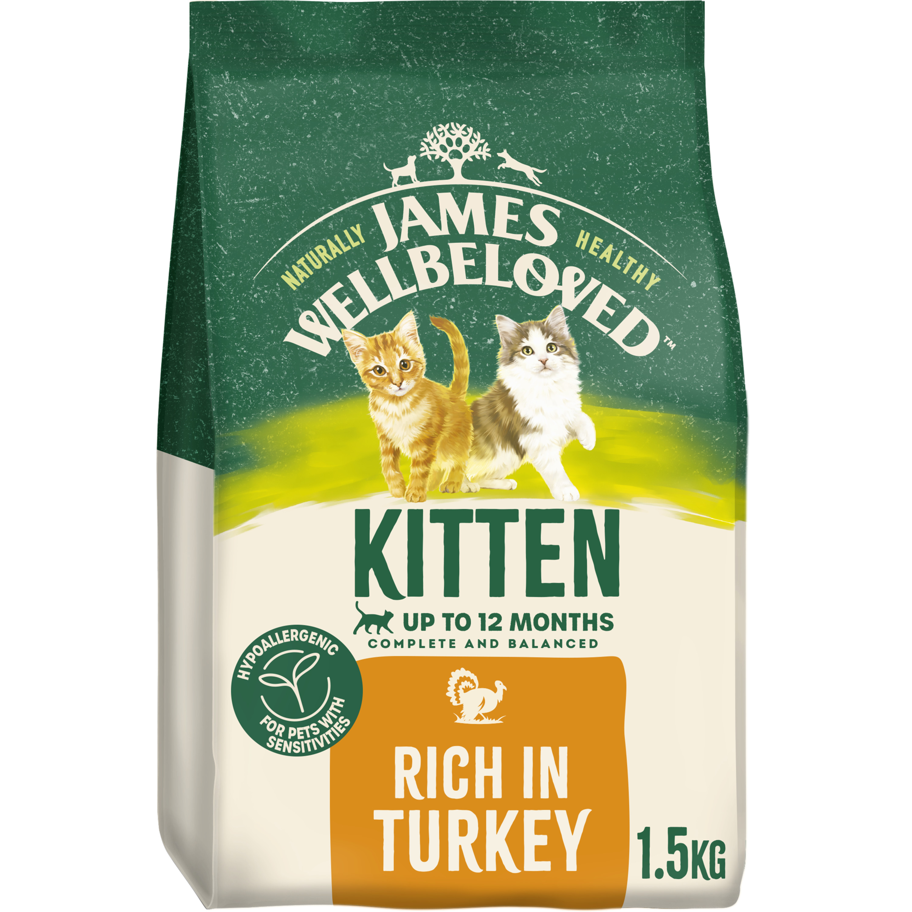 James Wellbeloved Hypoallergenic Kitten Dry Cat Food Turkey 1.5kg