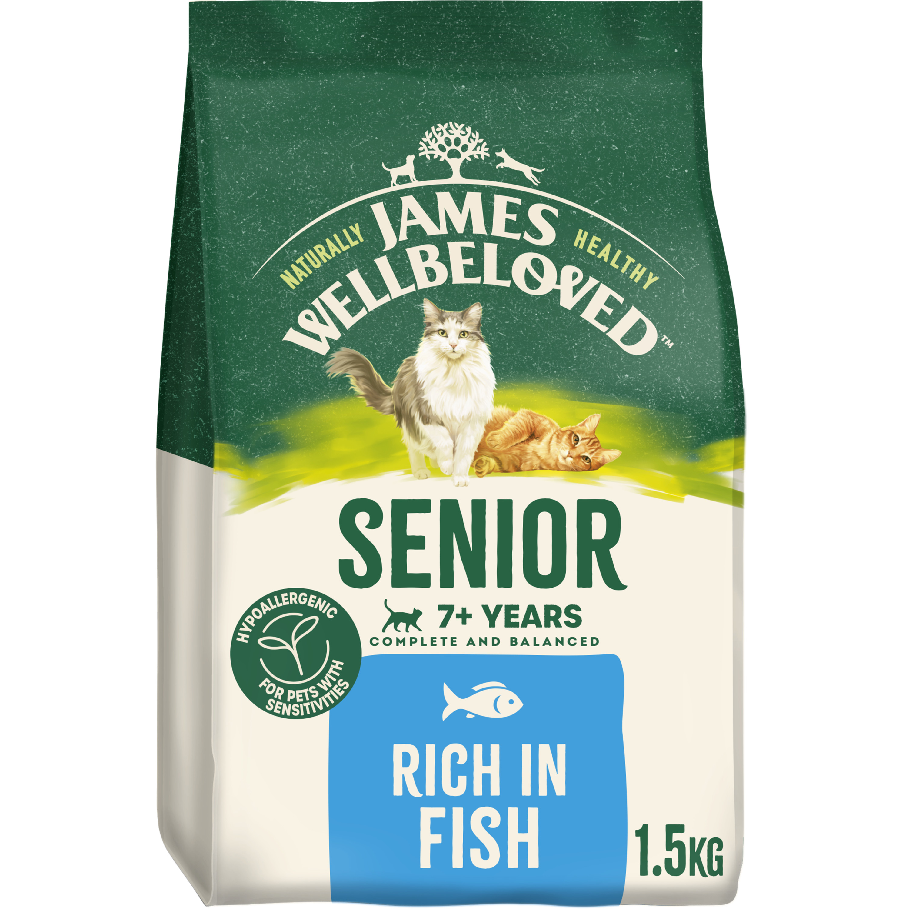 James Wellbeloved Hypoallergenic Senior Dry Cat Food Fish 1.5kg