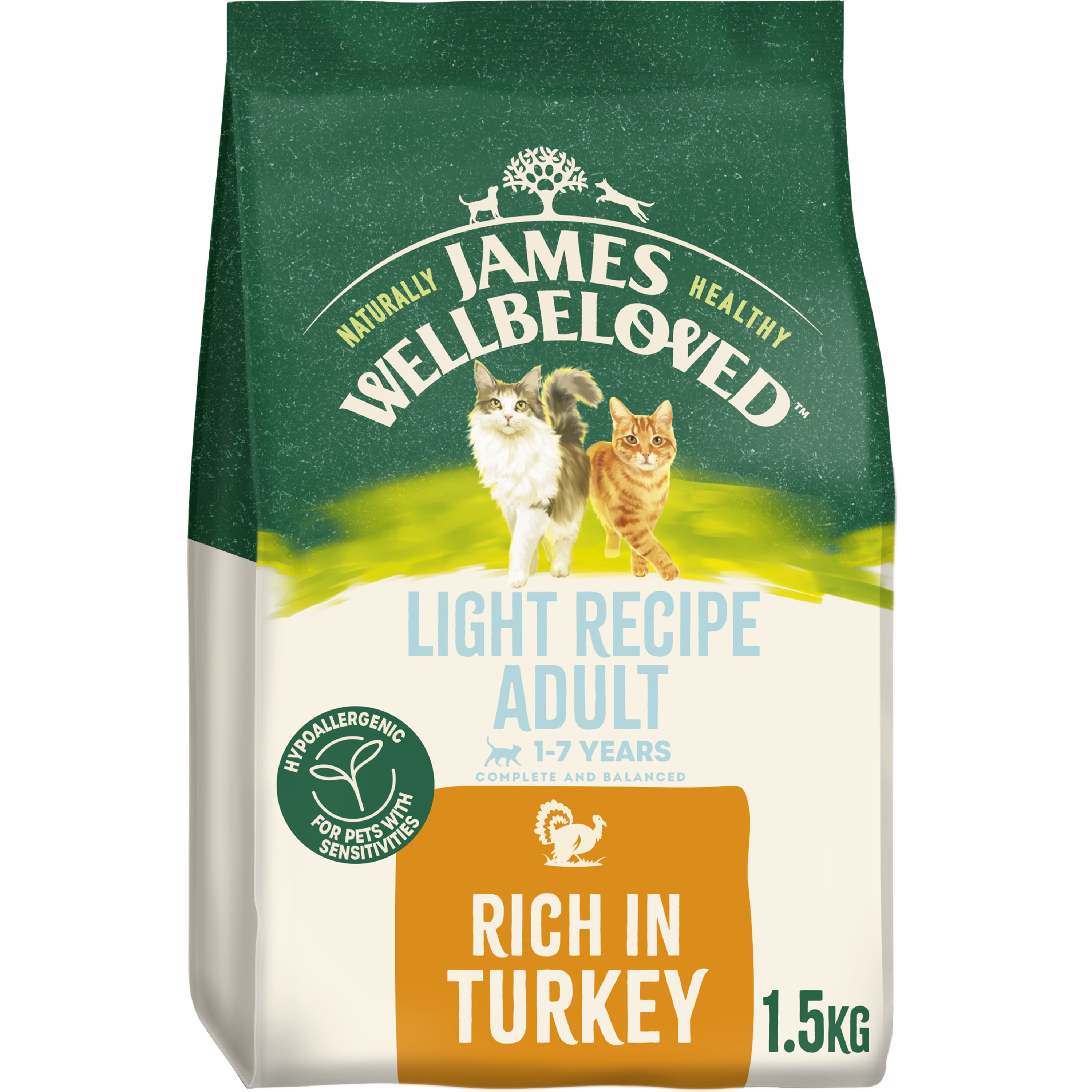 James Wellbeloved Hypoallergenic Light Adult Dry Cat Food Turkey 1.5kg