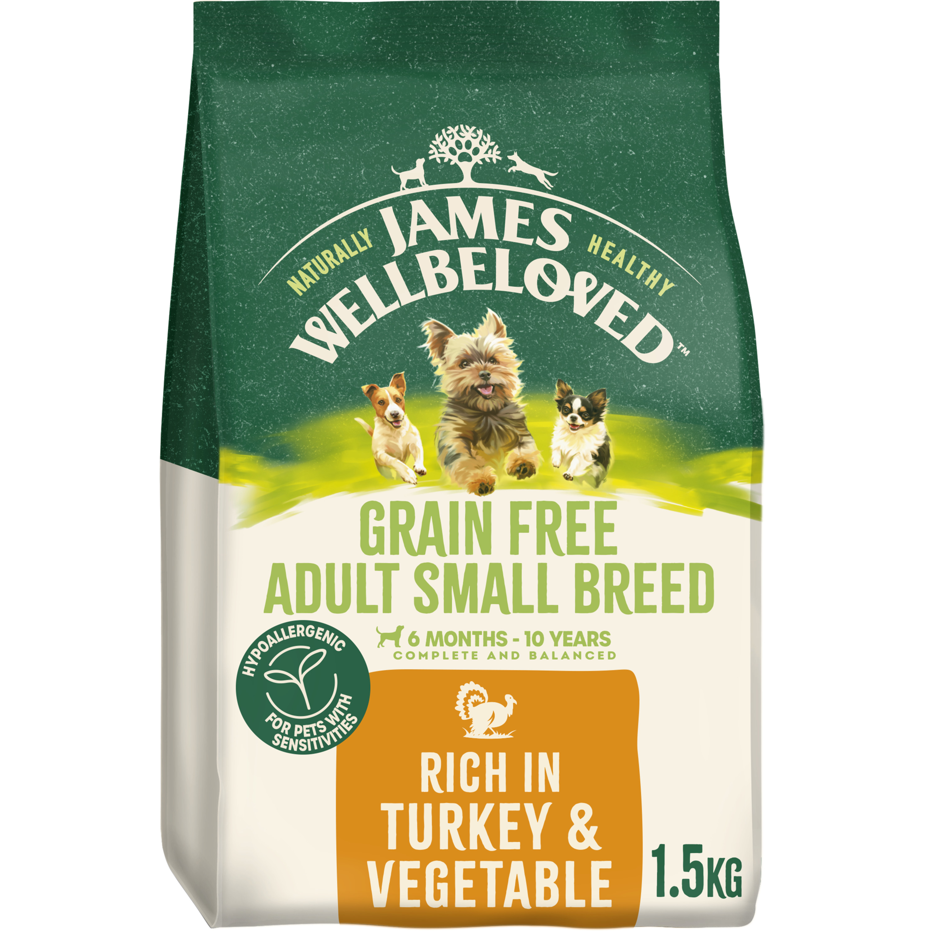 James Wellbeloved Grain Free Small Breed Dry Dog Food Turkey & Veg