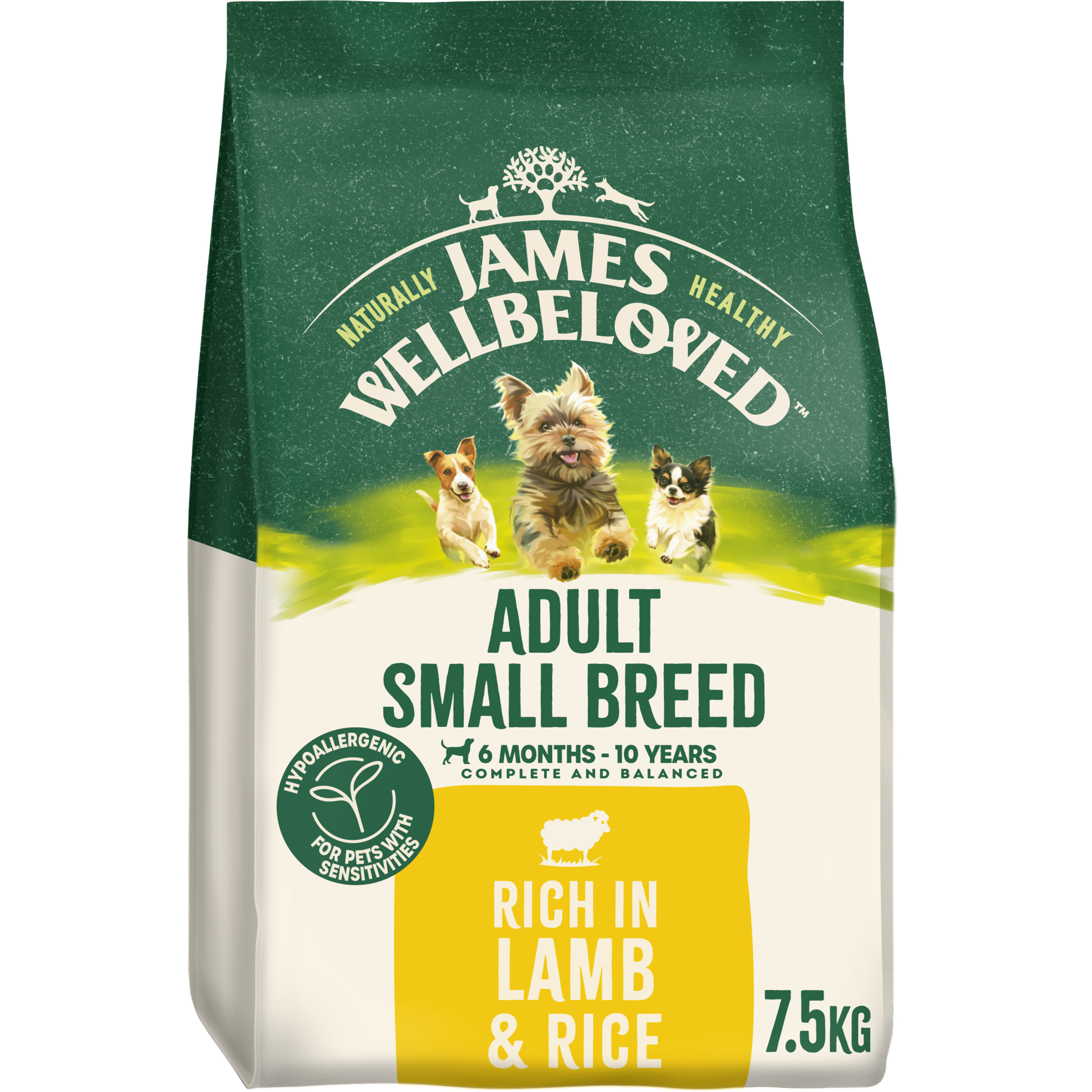 James Wellbeloved Small Breed Adult Dry Dog Food Lamb & Rice 7.5Kg