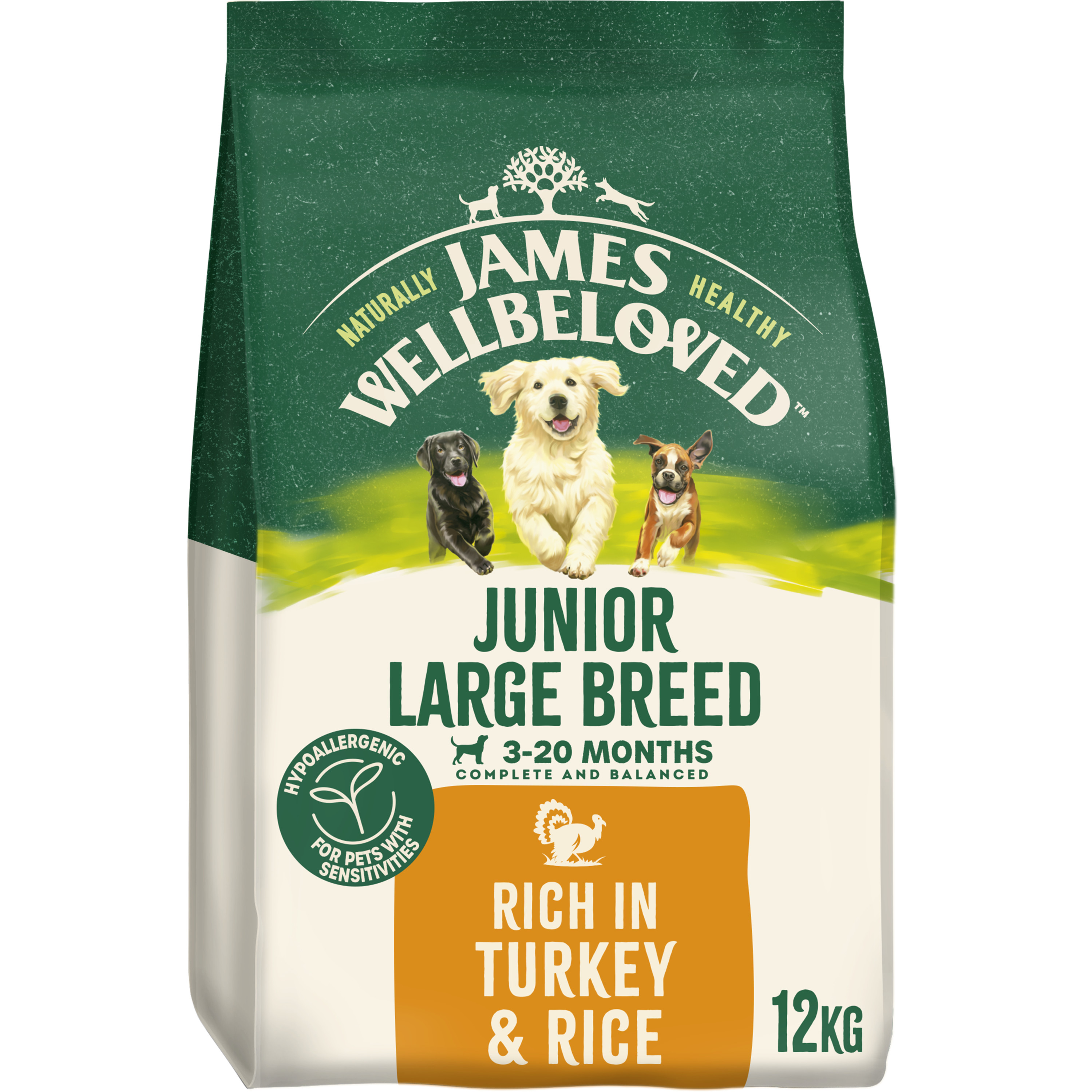 James Wellbeloved Large Breed Puppy Junior Dry Dog Food Turkey & Rice