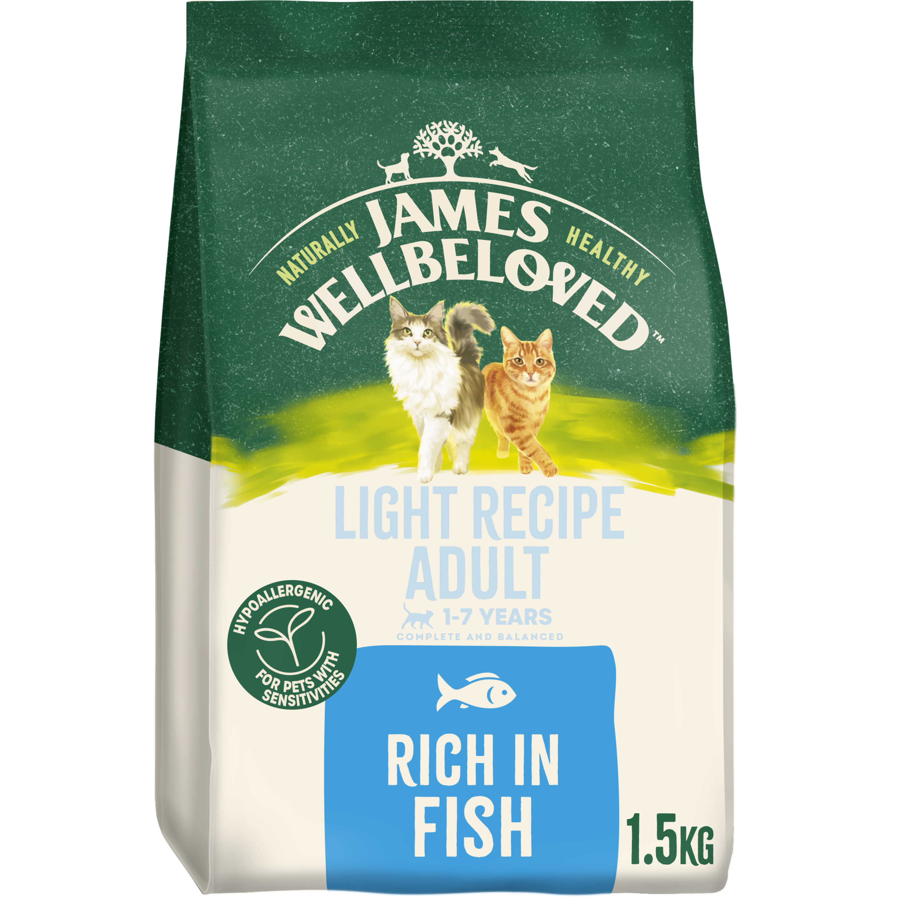 James Wellbeloved Hypoallergenic Light Adult Dry Cat Food Fish 1.5kg