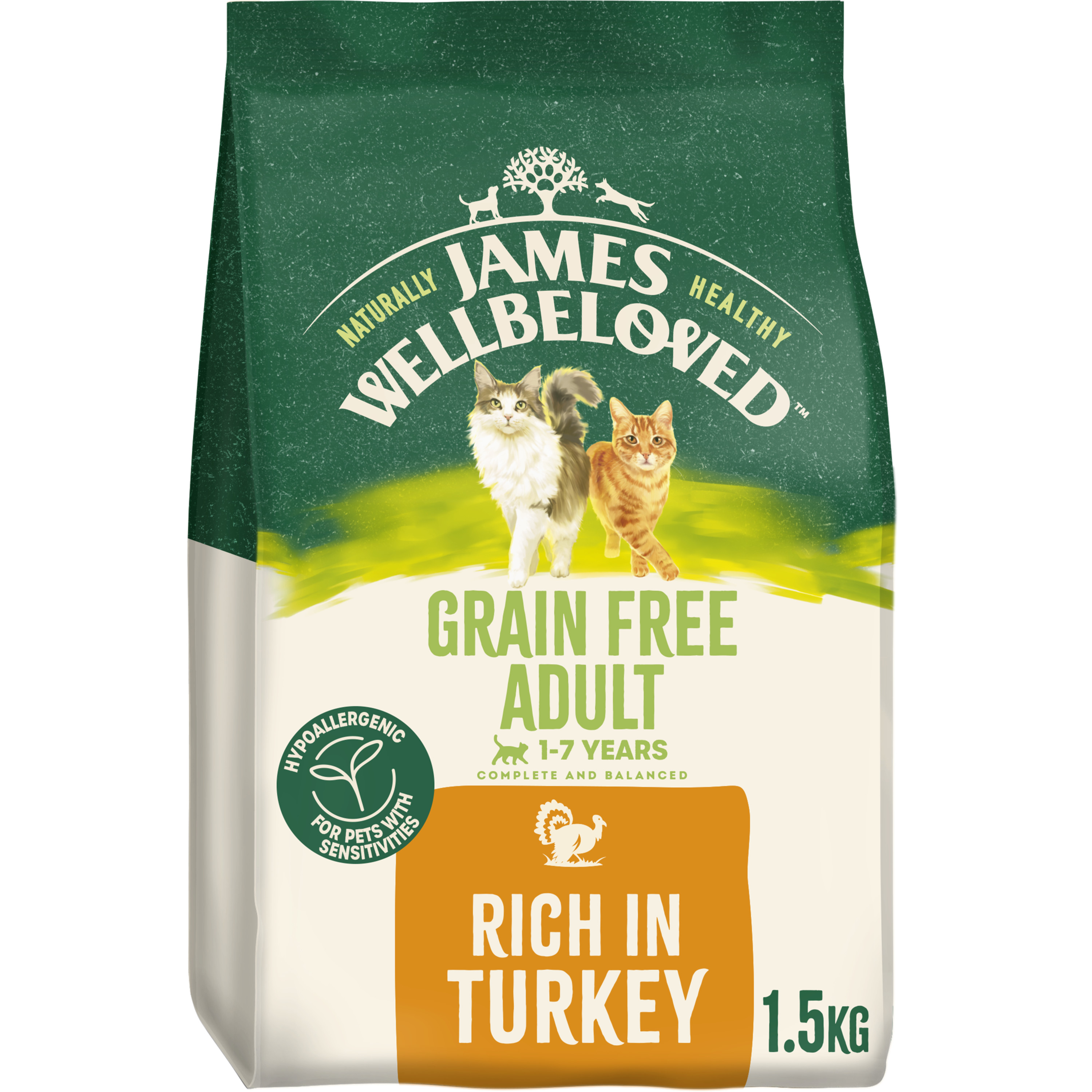 James Wellbeloved Grain Free Adult Dry Cat Food Turkey 1.5kg