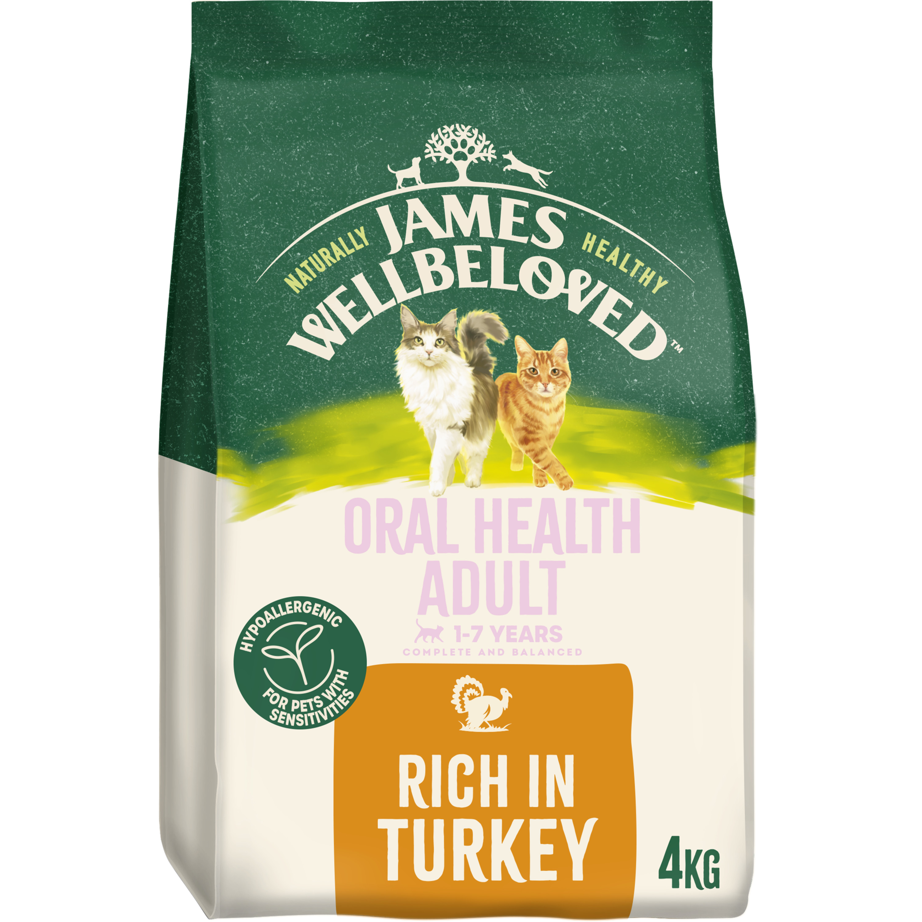 James Wellbeloved Oral Care Adult Dry Cat Food Turkey 4kg