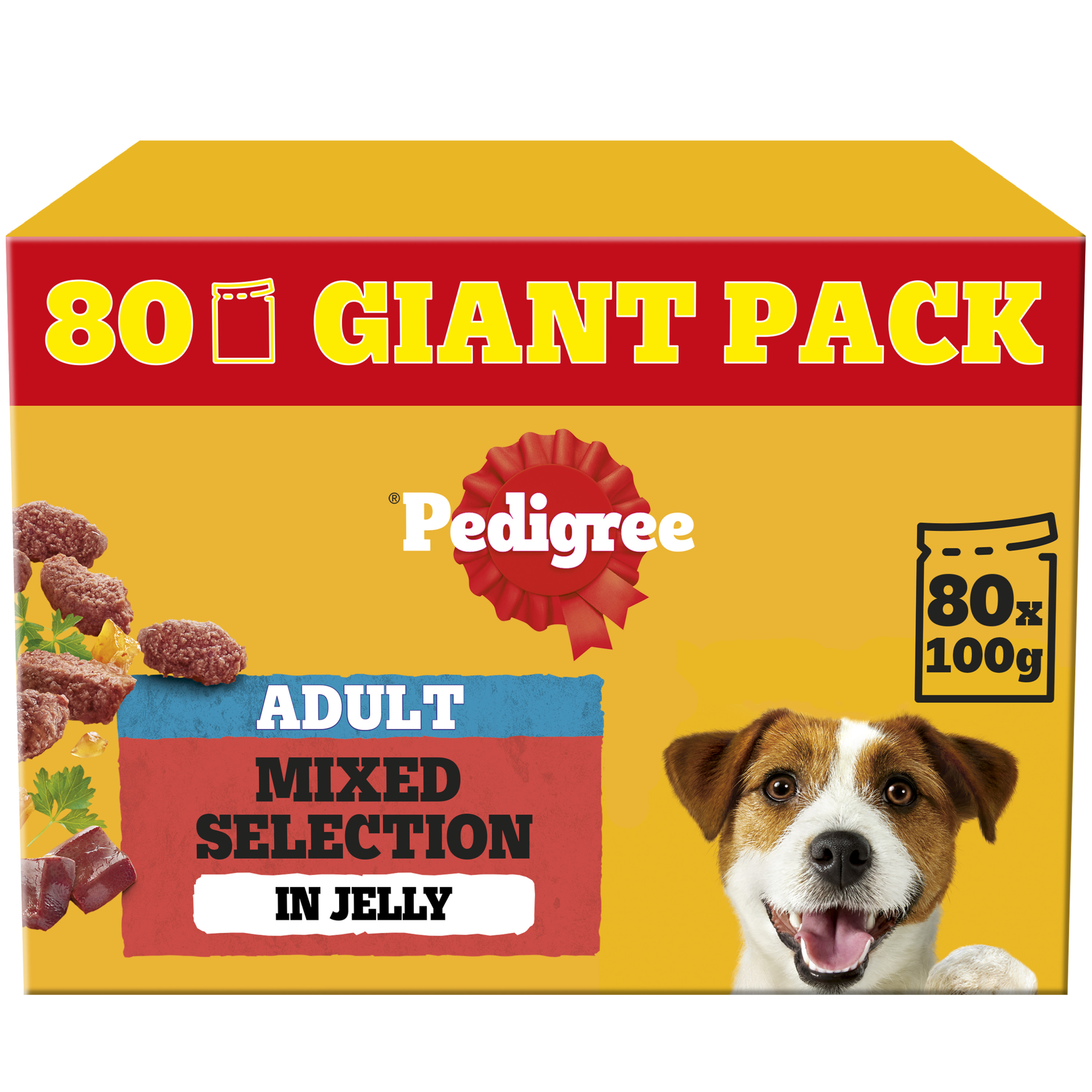 Pedigree Adult Wet Dog Food In Jelly Mixed Selection Mega Pack 80X100G