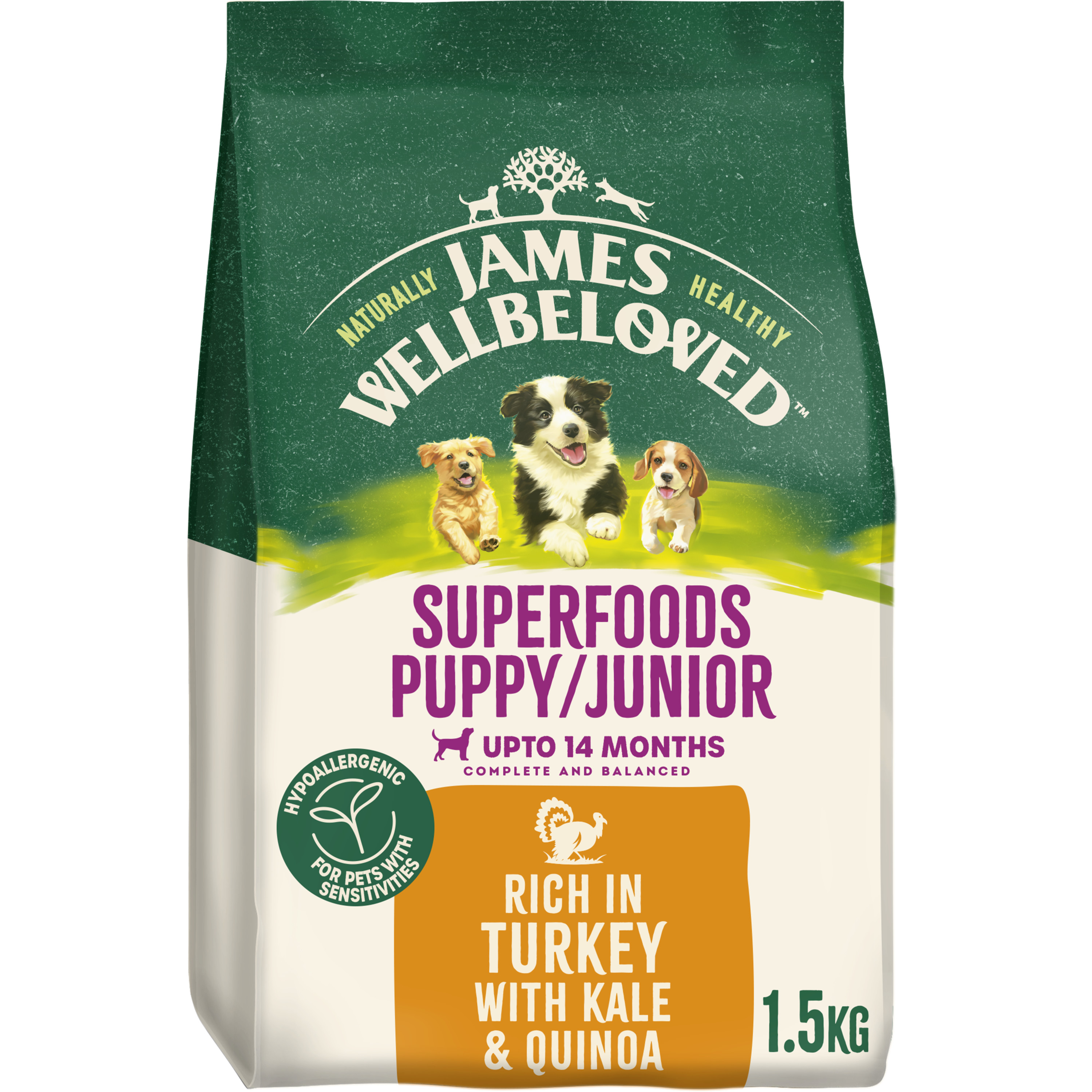 James Wellbeloved Superfoods Puppy Junior Dry Dog Turkey,