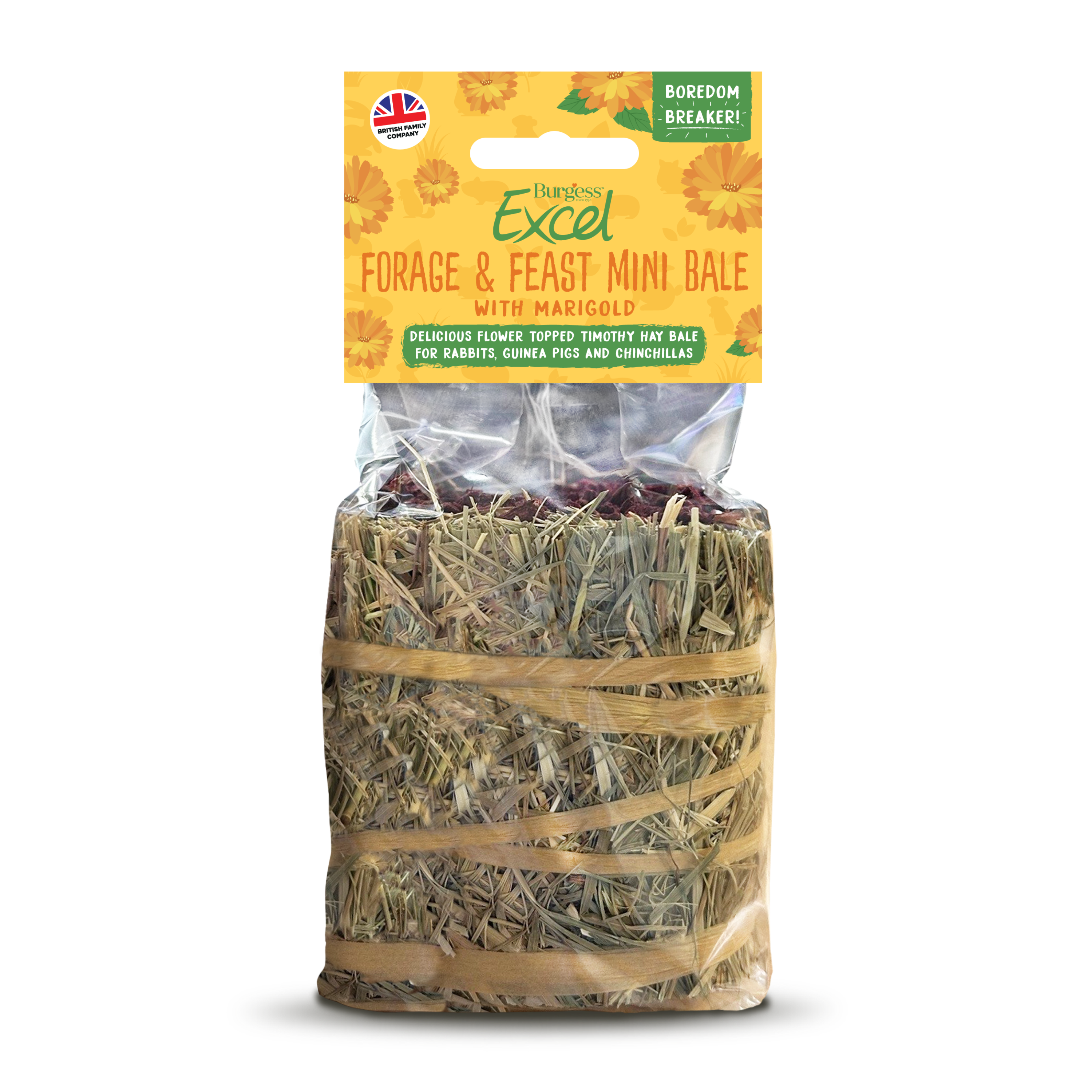 Burgess Excel Small Animal Treat Forage & Feast Mini Hay Bale Marigold