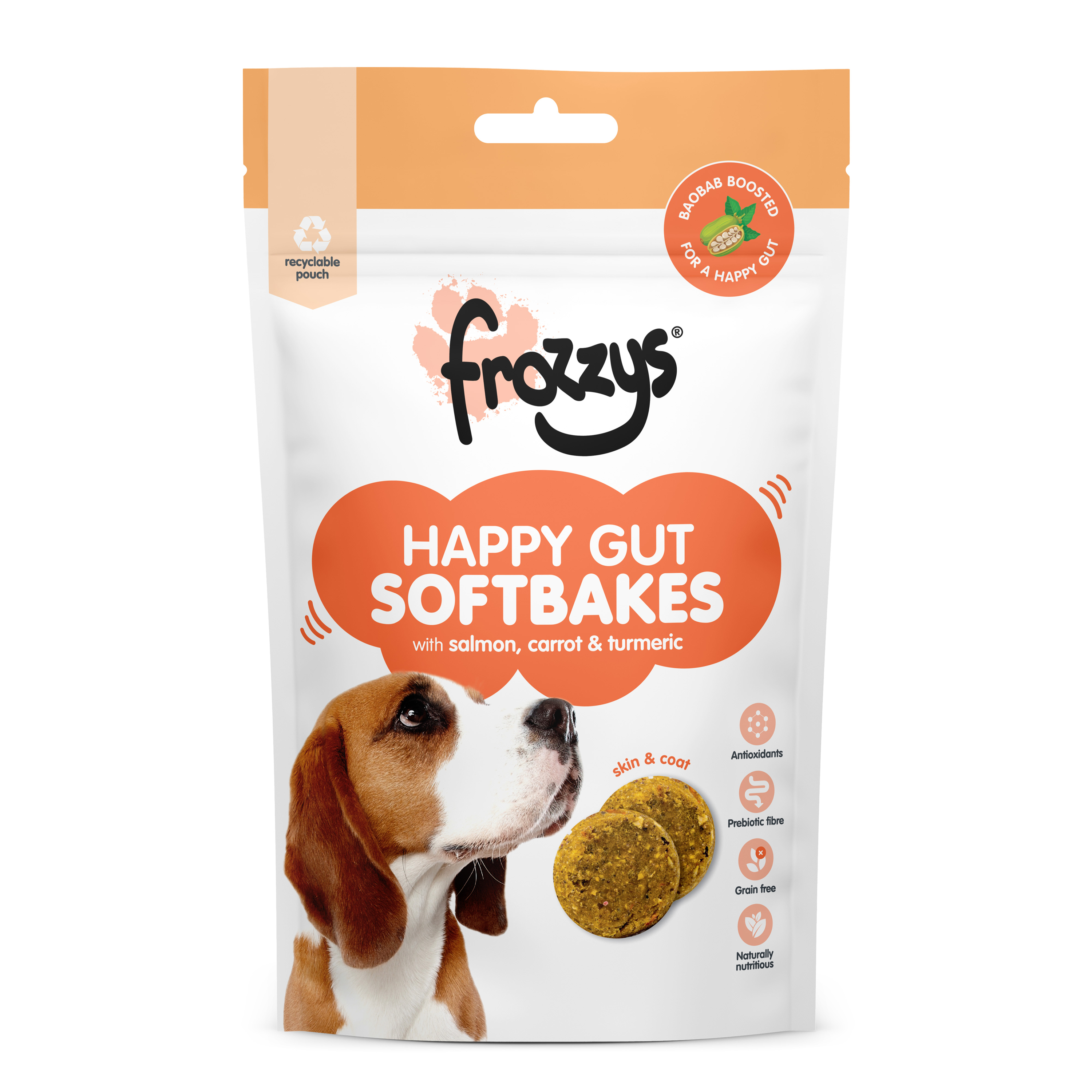 Frozzys Happy Gut Softbakes Salmon Carrot & Turmeric Dog Treats