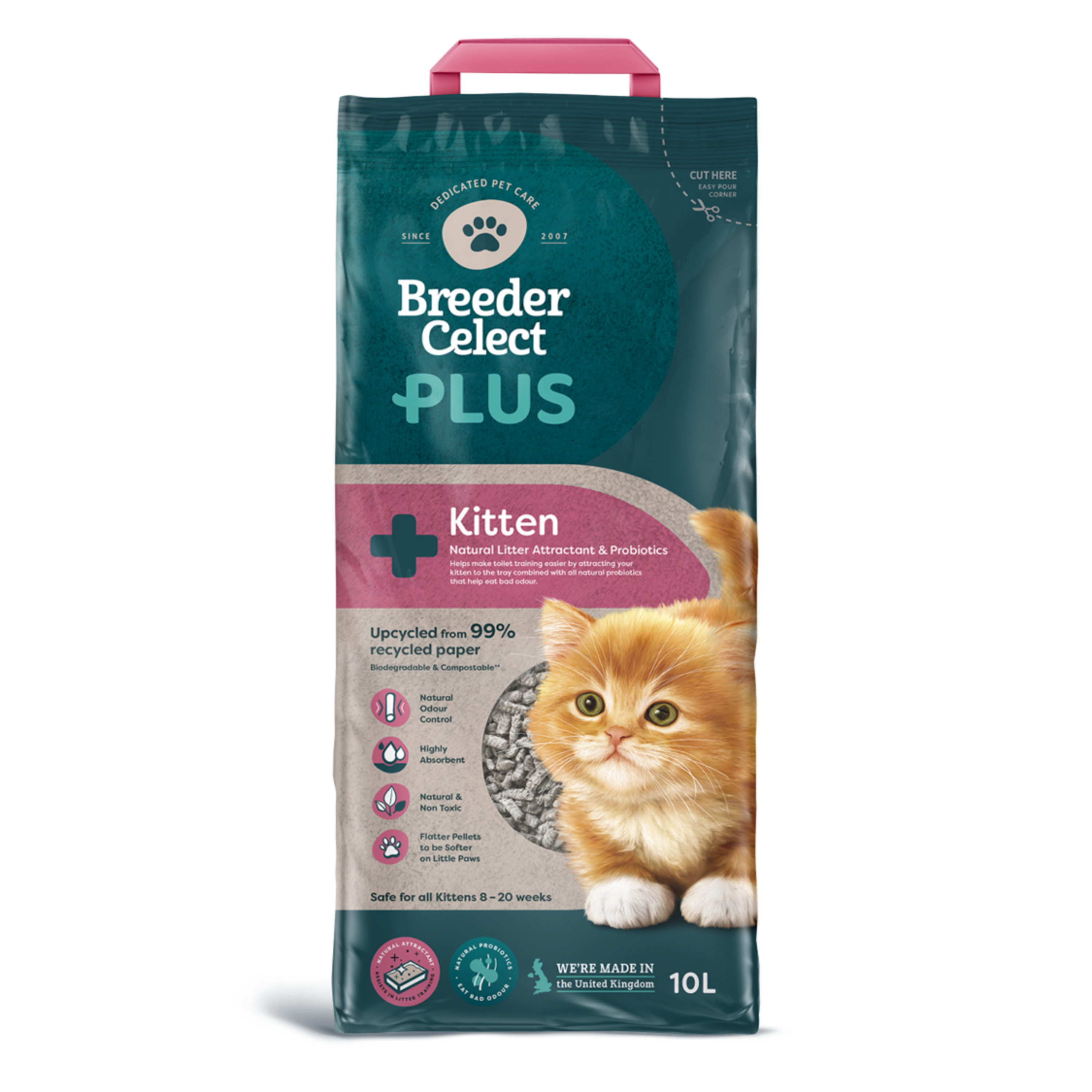 Breeder Celect Plus Kitten Paper Cat Litter 10L