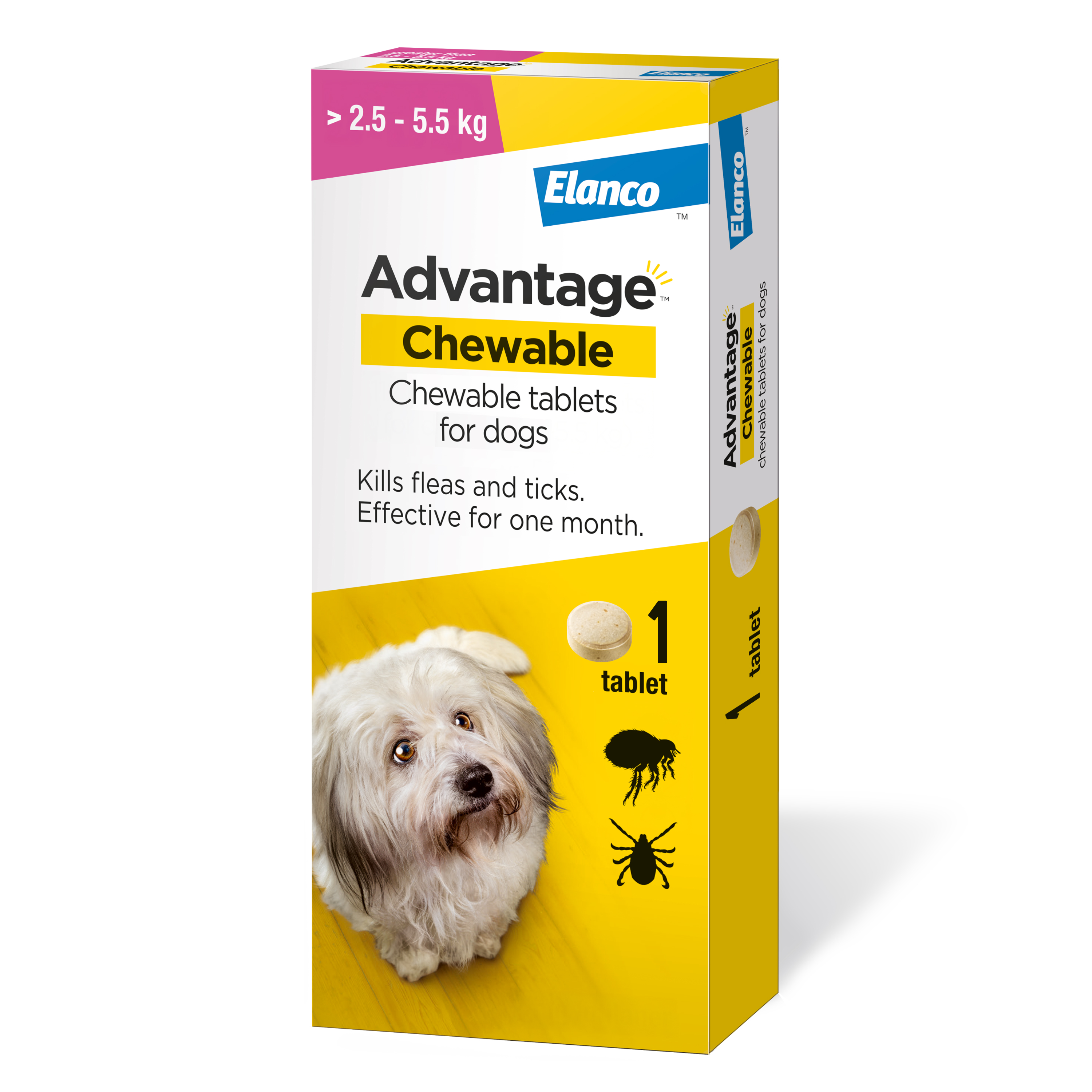 Advantage Chewable Flea & Tick Tablets For Dogs - 2.51-5.5Kg - 1 Pack