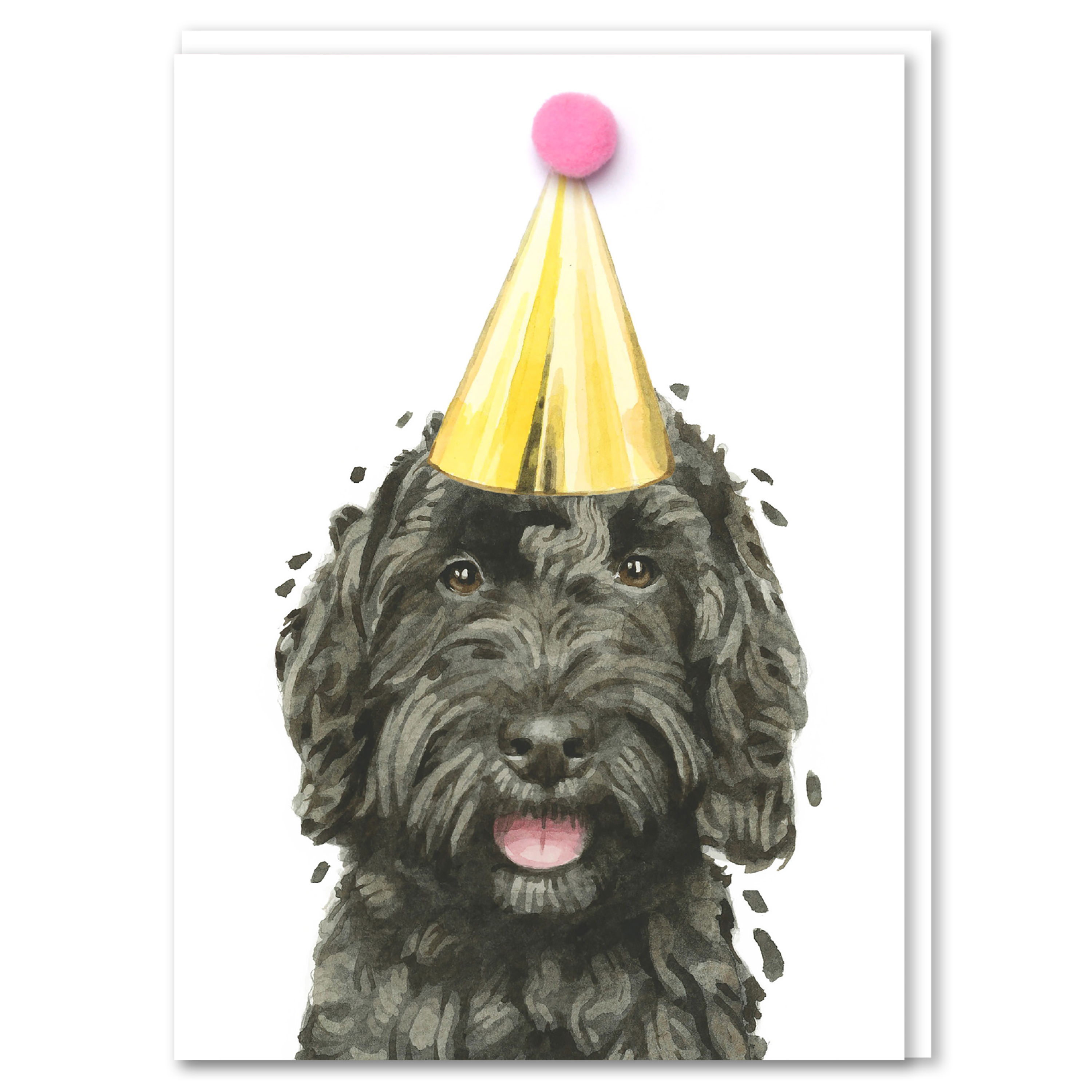 Robert James Hull Black Cockapoo Pompom Birthday Card