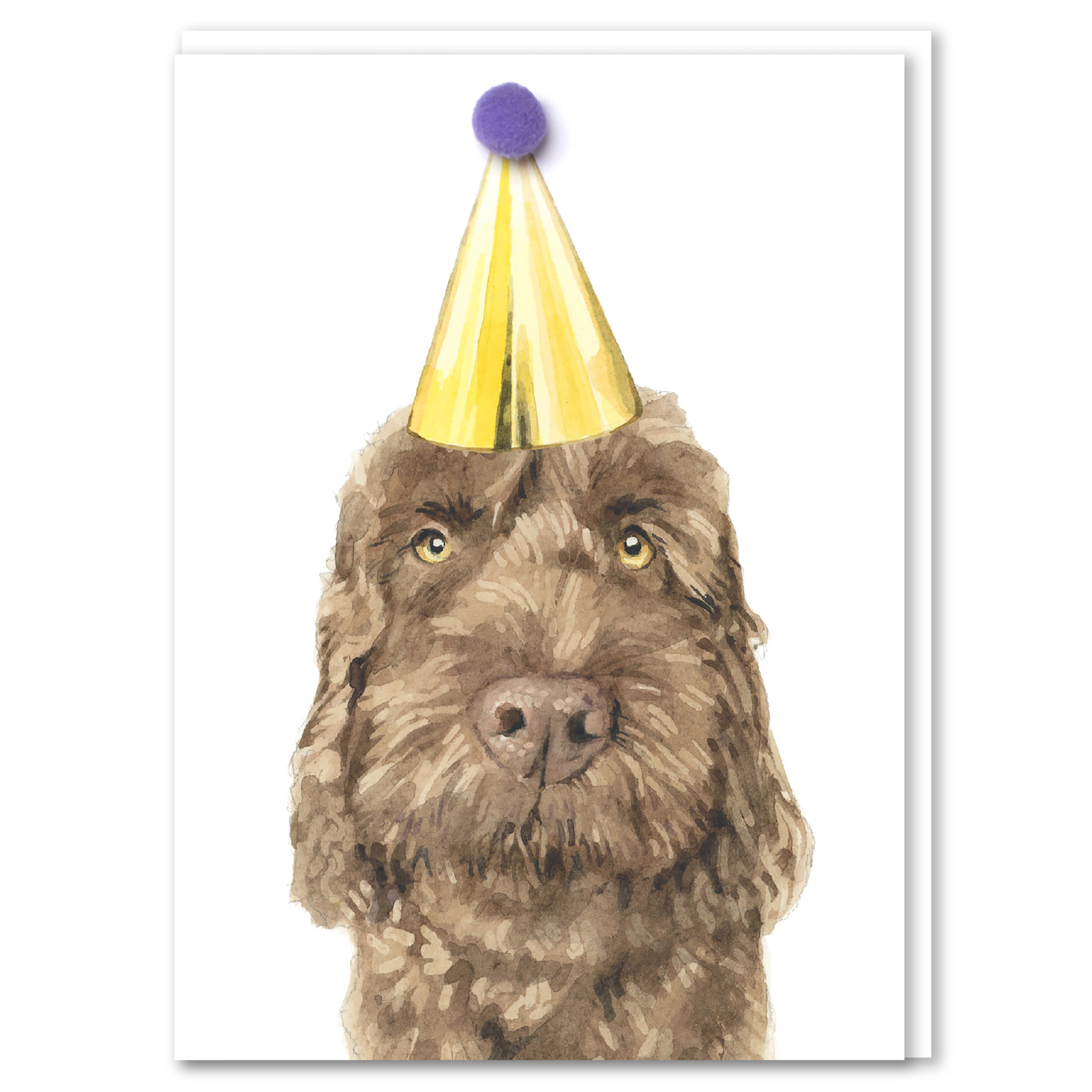 Robert James Hull Chocolate Cockapoo Pompom Birthday Card