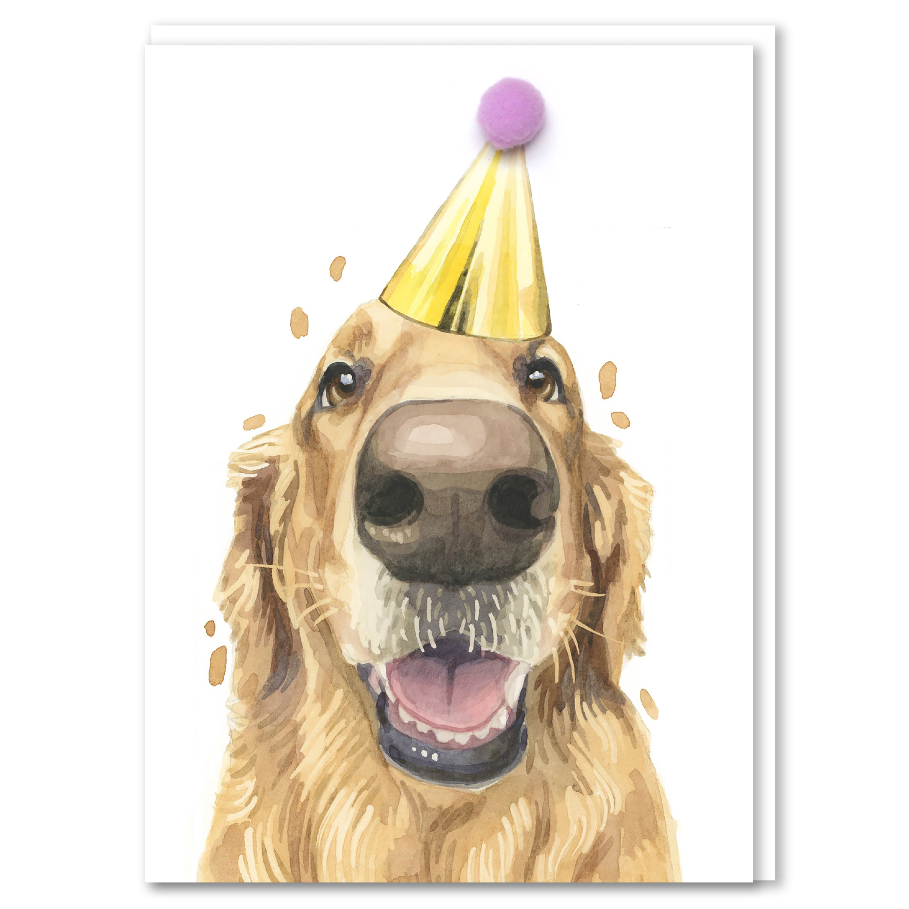 Robert James Hull Golden Retriever Pompom Birthday Card