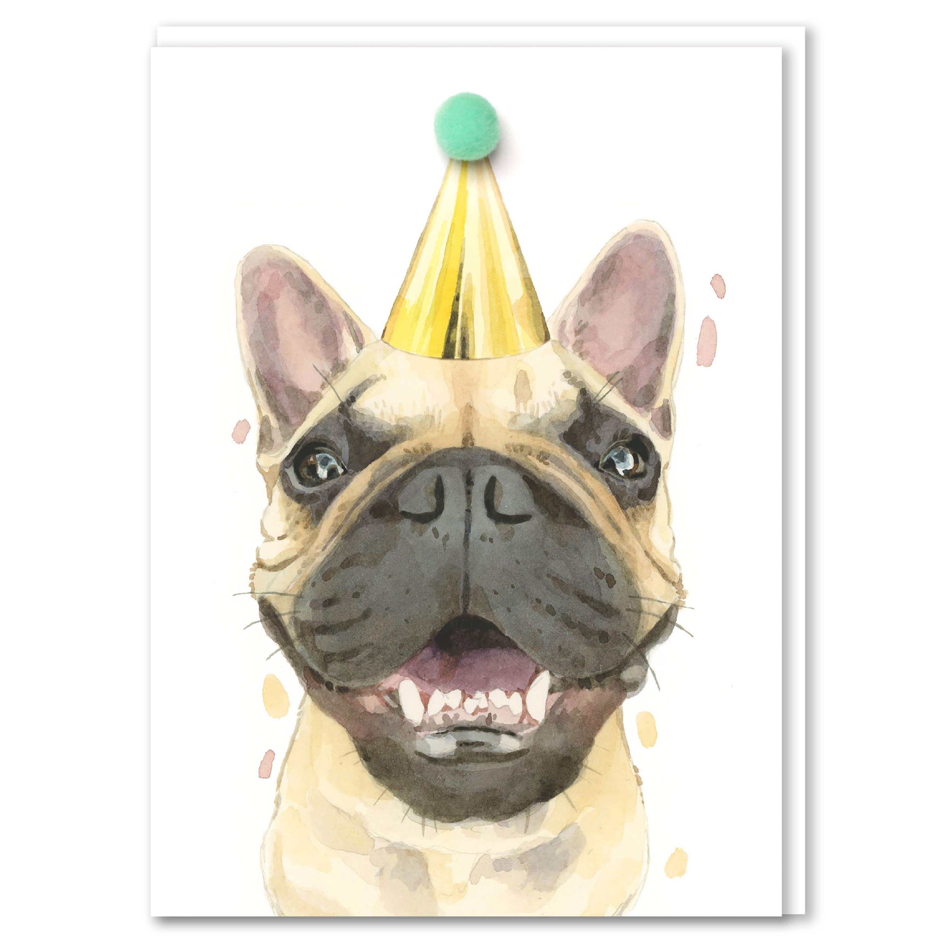 Robert James Hull French Bulldog Pompom Birthday Card