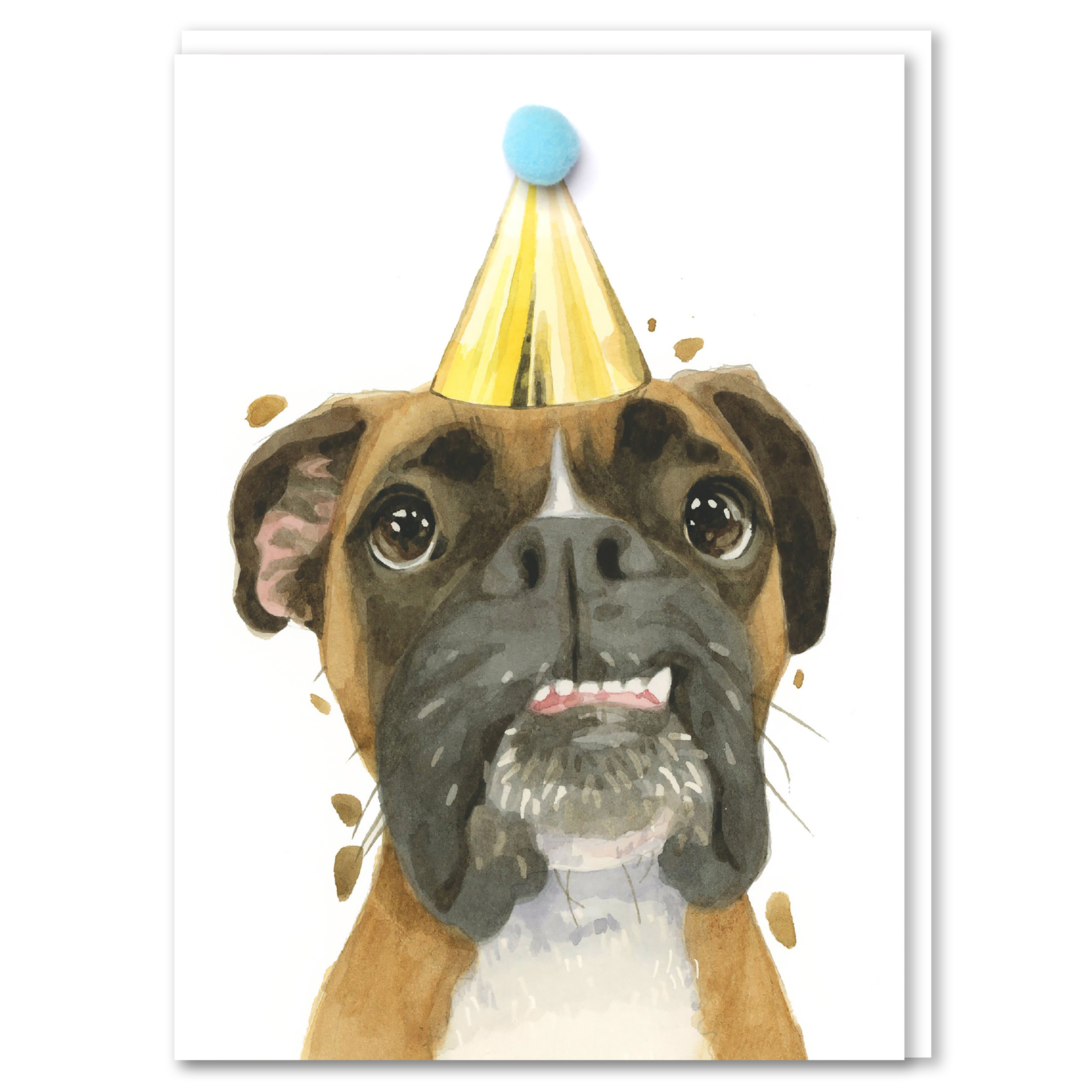 Robert James Hull Boxer Dog Pompom Birthday Card