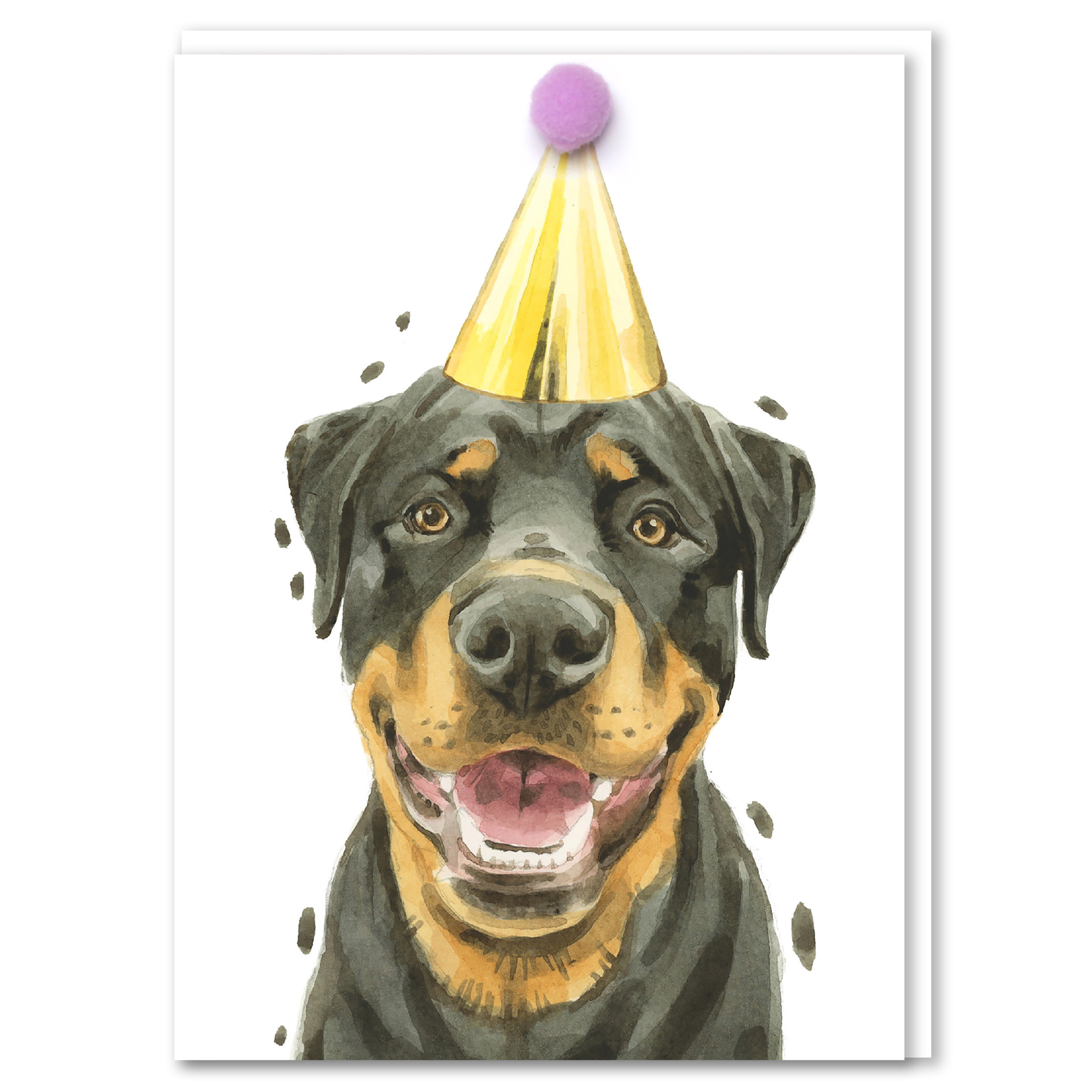 Robert James Hull Rottweiler Pompom Birthday Card