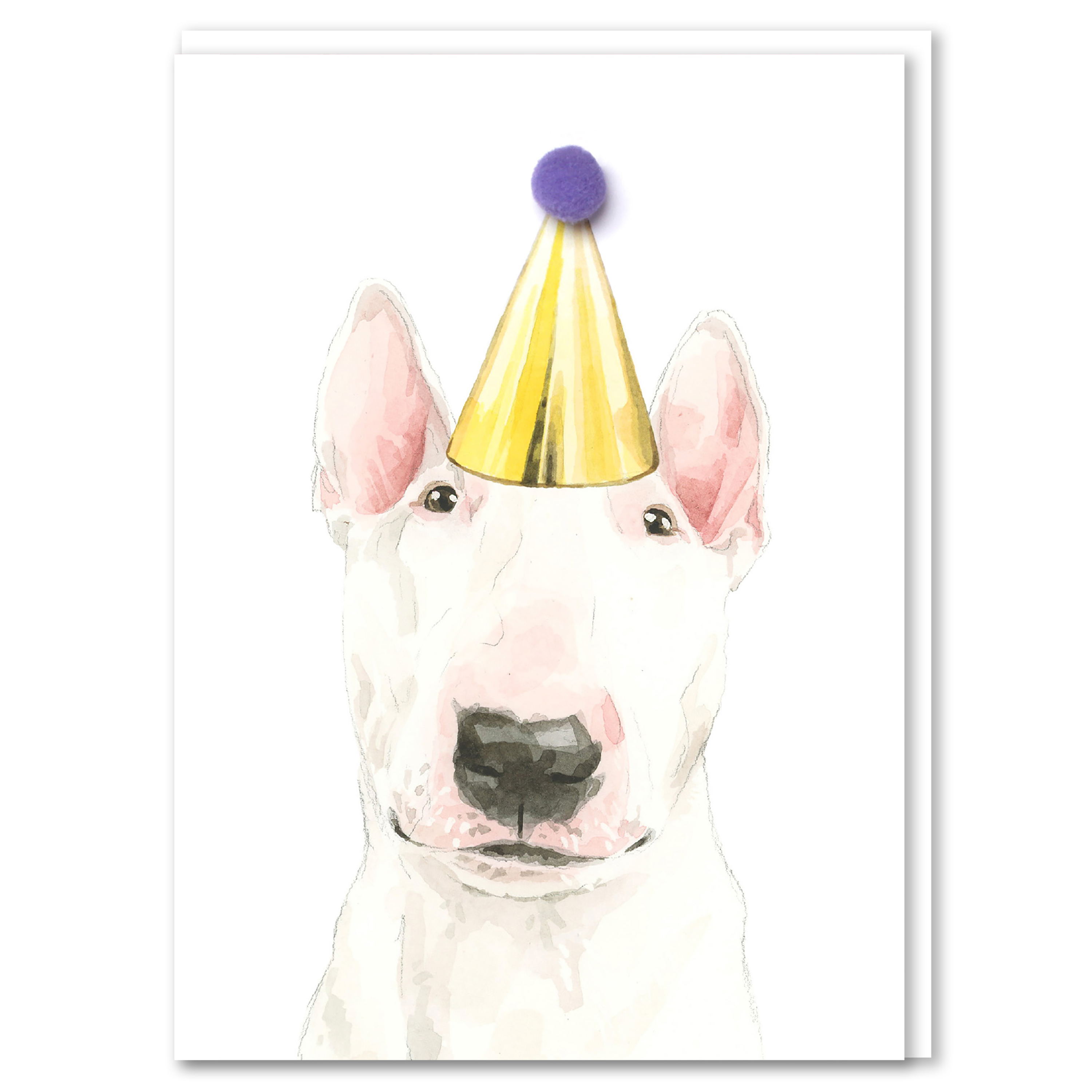 Robert James Hull English Bull Terrier Pompom Birthday Card