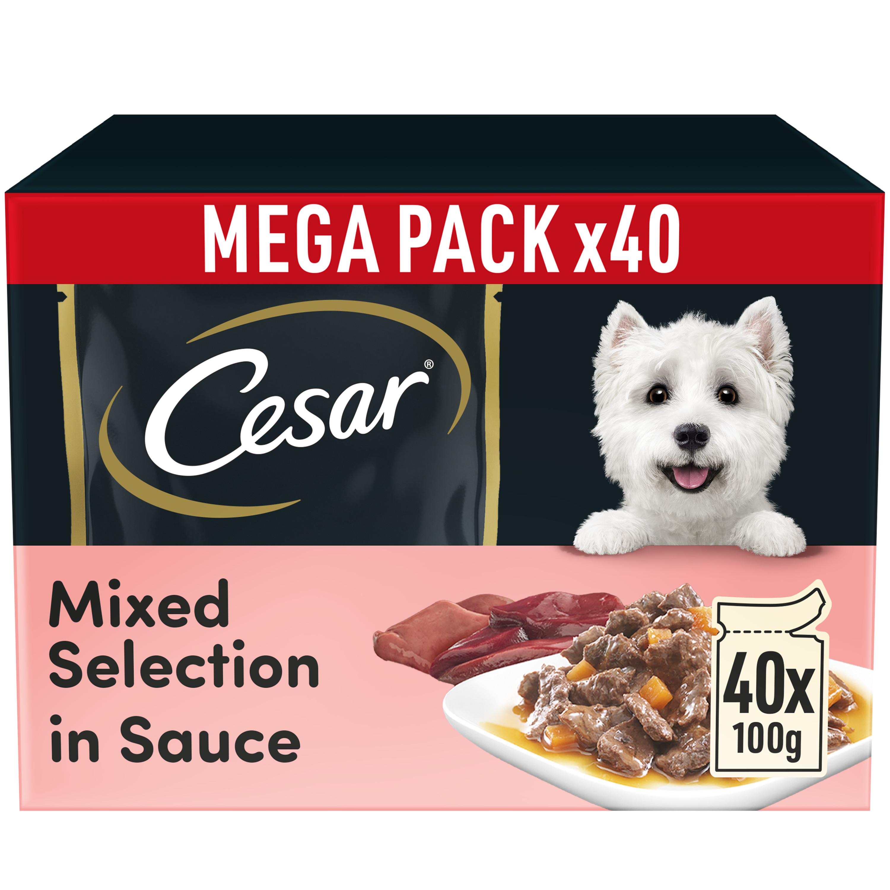 Cesar Selection Adult Wet Dog Food Mixed Selection in Sauce Pouches 40x100g