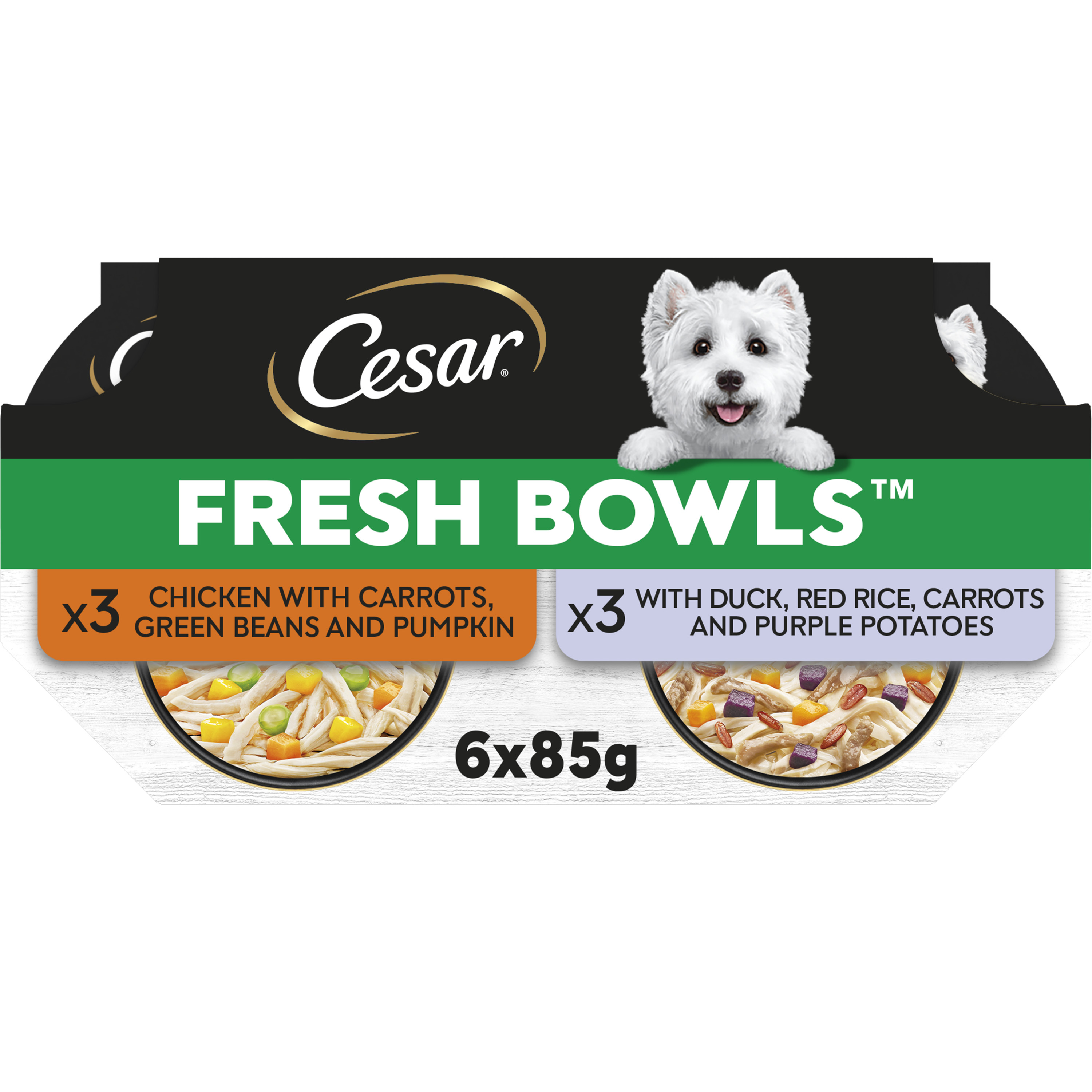 Cesar Fresh Bowls Mixed Selection in Gravy Adult Wet Dog Food Trays