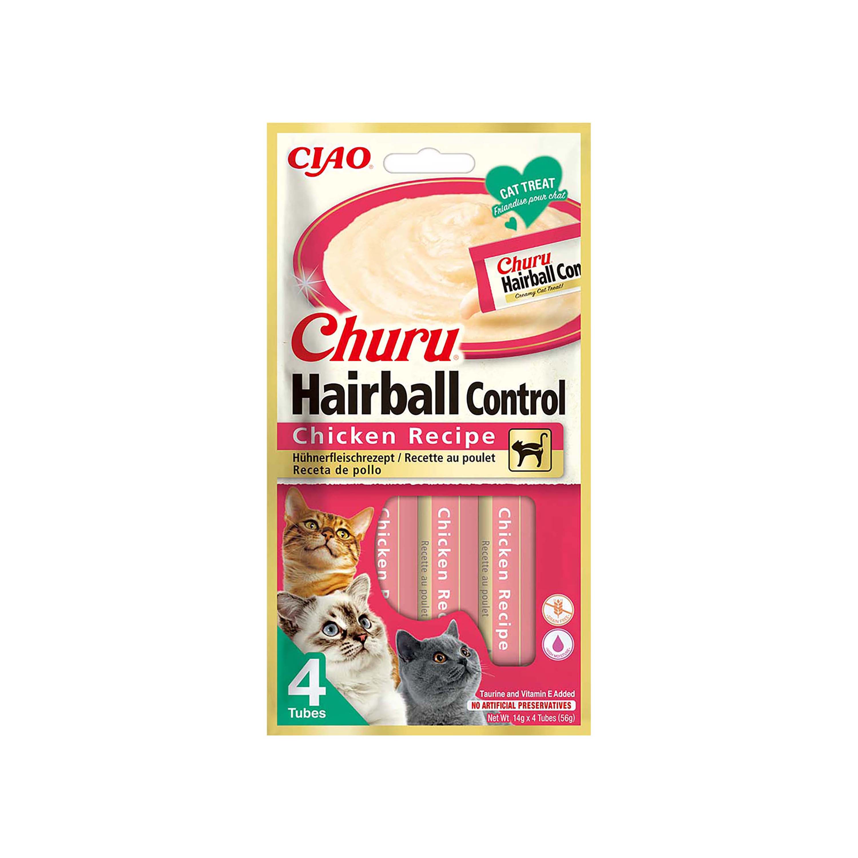 Churu Lickable Hairball Control Cat Treats Chicken Recipe 4x14g
