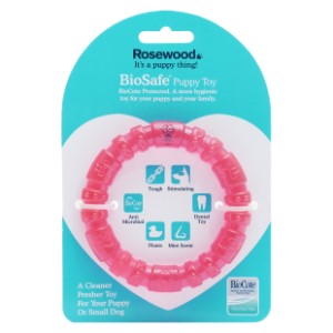 Rosewood BioSafe Puppy Ring Toy Pink