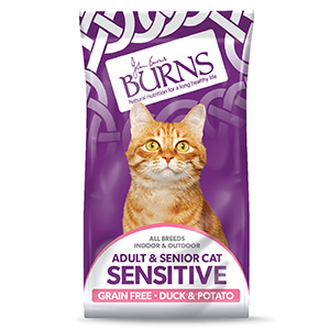Burns Sensitive Dry Adult Cat Food Duck & Potato