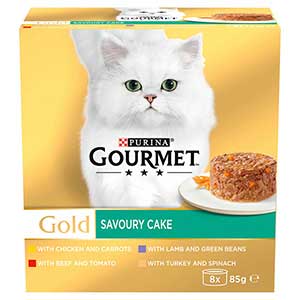 Gourmet Gold Adult Wet Cat Food Savoury Cake Meat & Veg Variety